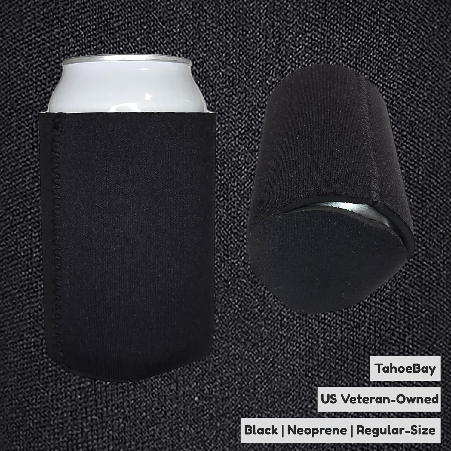 TahoeBay Neoprene Can Cooler Sleeves (25-Pack) Bulk Blank Sublimation Blanks for Vinyl Regular Size Plain Beer Coolers for Soda Cans & Bottles Black, White, Solid Color Set (Black) - Image 2
