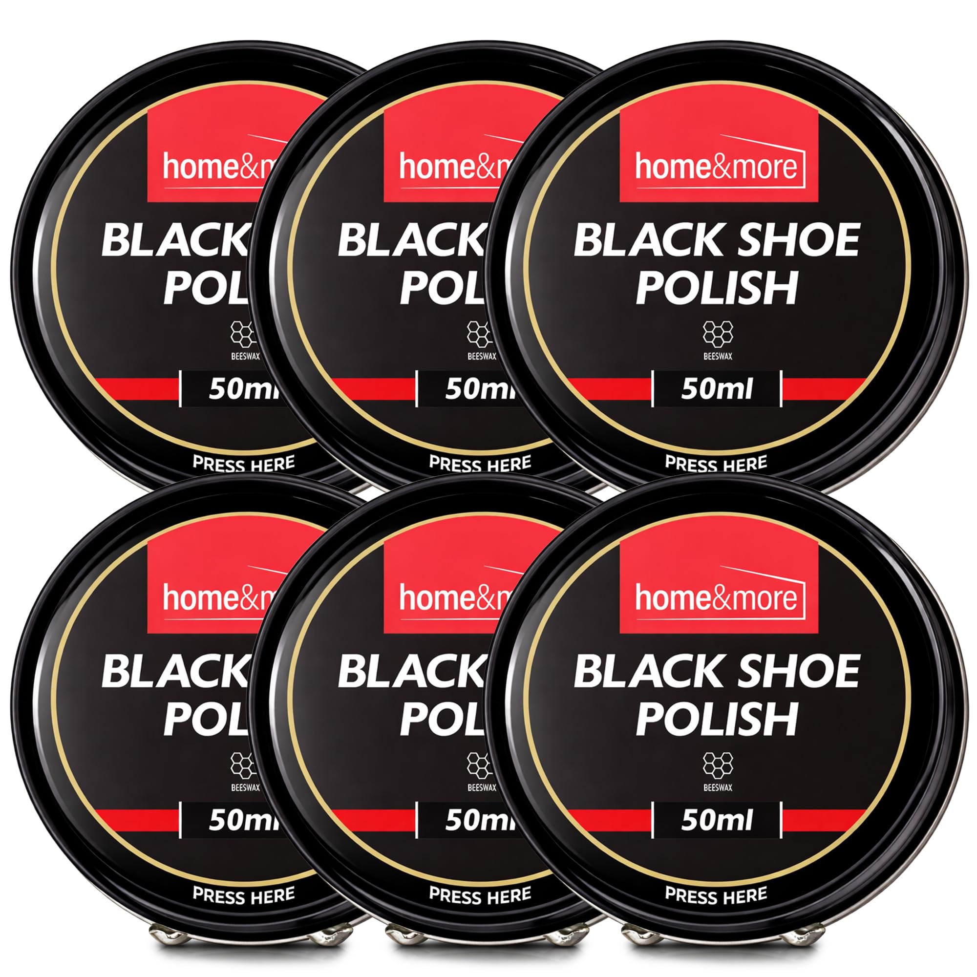 Sol Unisex Black 6Pk Shoe Polish 150Ml - Beeswax & Carnauba Wax Cream For Protection, Colour Care Shine & Surface Conditioning, Suitable For Boots, Bags, Formal Casual & Daily Wear Leather Footwear (6X50ml)