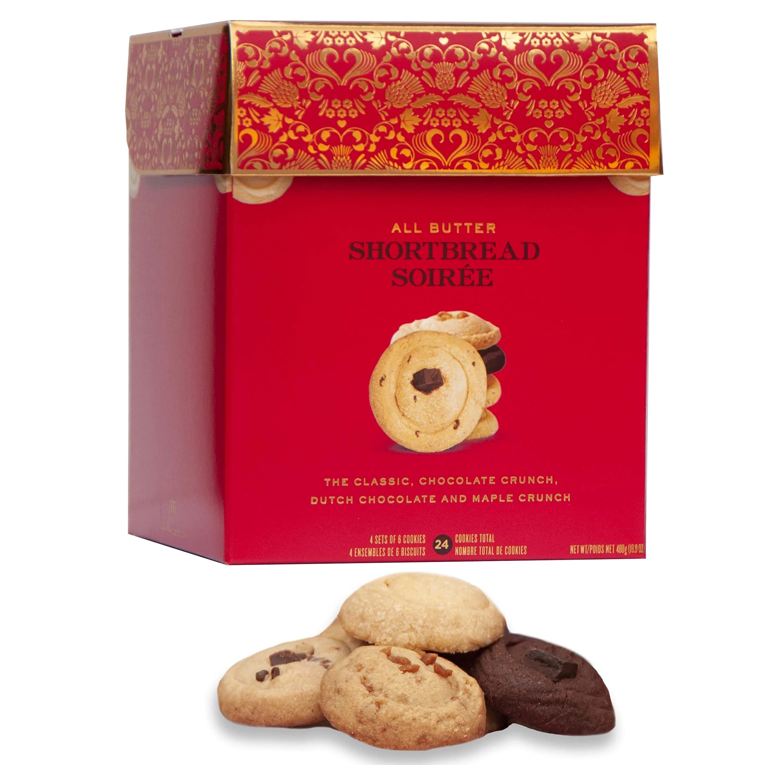 Red Gift Box Variety of Flavors Shortbread Cookies, Traditional