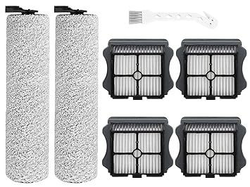 Mochenli Replacement Parts for Tineco iFloor 3/Floor One S3 Cordless Wet Dry Vacuum Cleaner, 2 Pack Brush Rollers, 4 Pack Vacuum Filters.