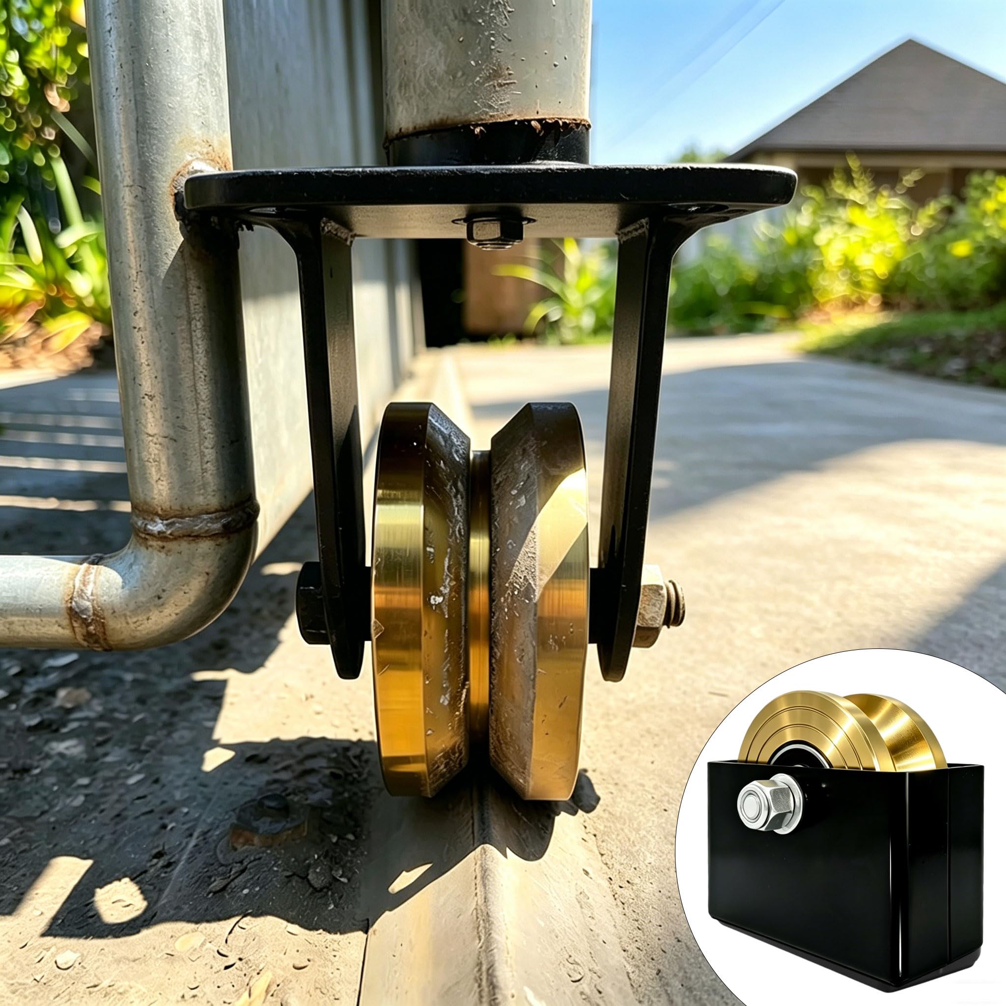 4" Sliding Door Rollers 1 Pack V-Groove Wheel with Welded Bracket Heavy Seal Duty Solid Double Bearing 3000 Lbs Load Capacity Sliding Gate Roller for Garage Door Metal Pipe Gate Fence Gate — Amazon image 4