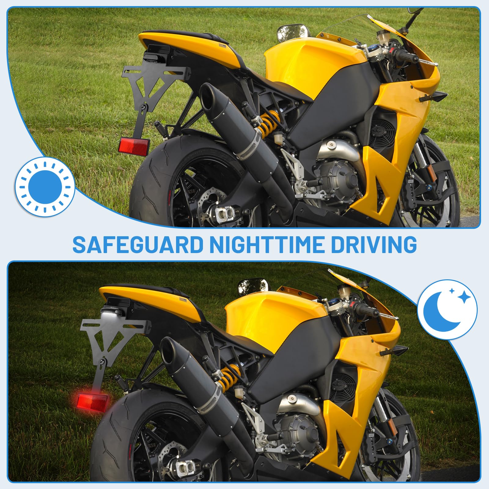 DBREAKS Staffa Portatarga Moto, Portatarga Moto In Lega Di Alluminio, Portatarga per moto ad Angolo Regolabile con illuminazione targa, compatibile con la maggior parte dei modelli di moto comuni