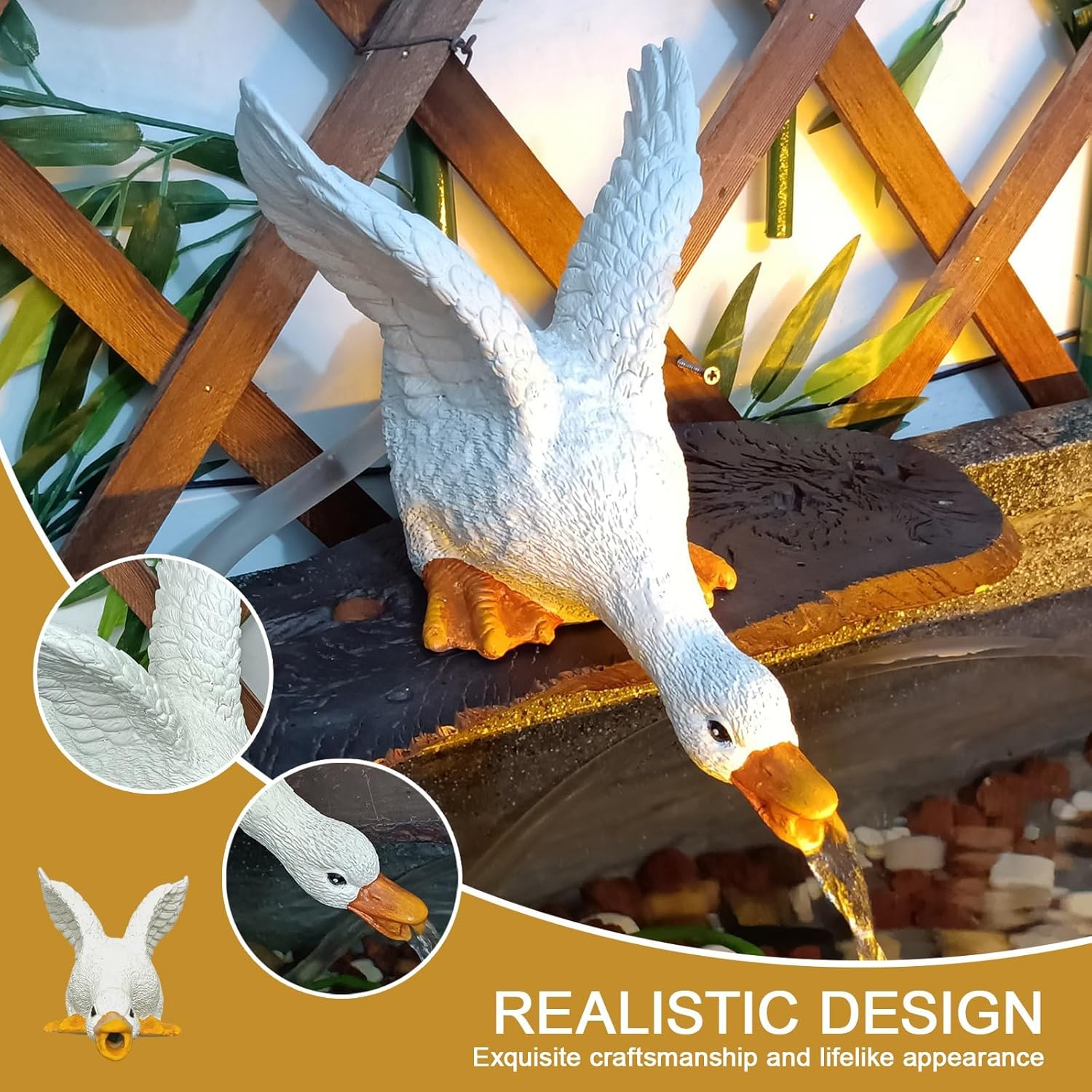 Garden Pond Spitters, Garden Decor for Koi Pond, Spitter Pond Water Feature, Fish Tank Water Dispenser, for Garden, Yard, Lawn(White)