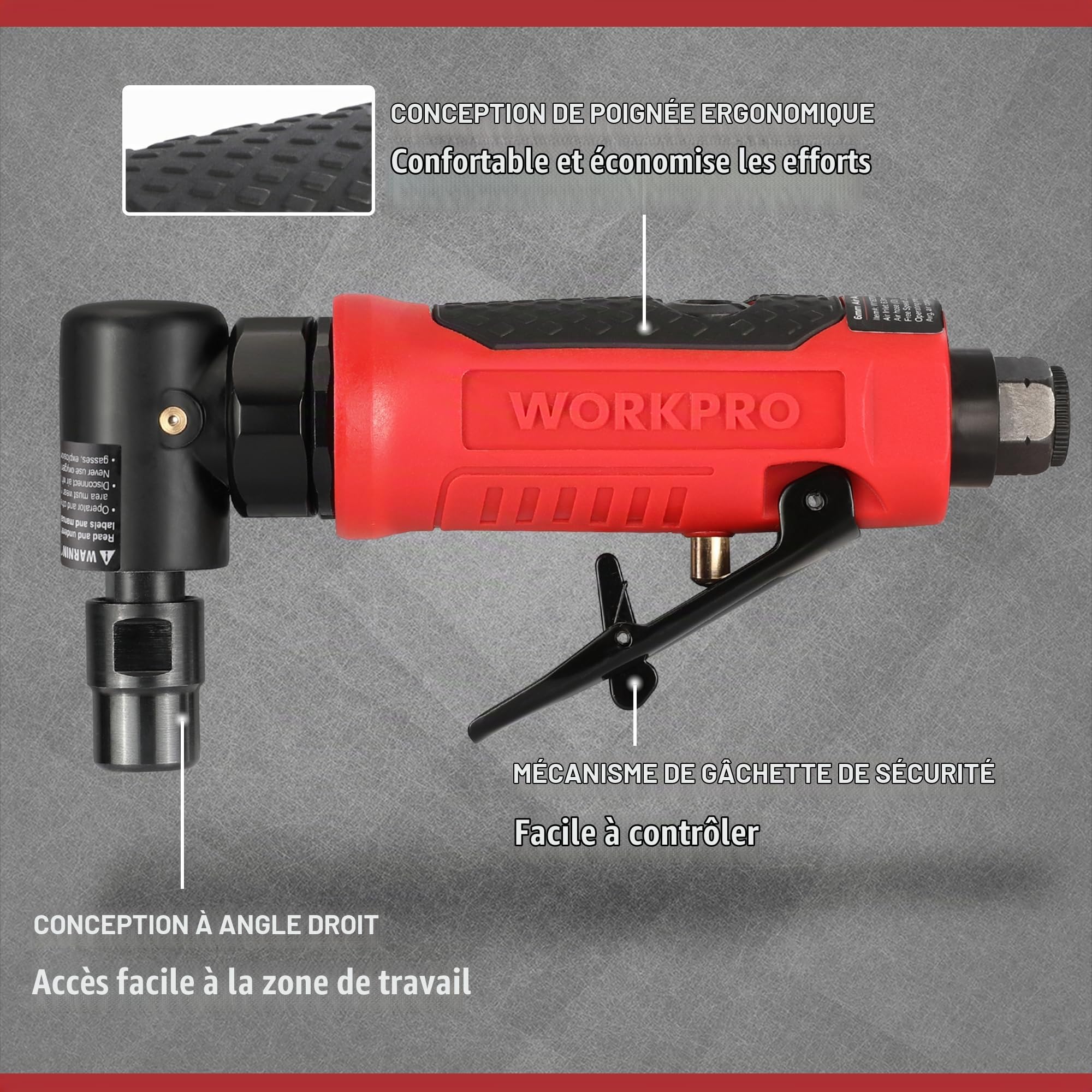 WORKPRO Meuleuse d'Angle à Air 6,3 mm (1/4") Multifonctionnelle
