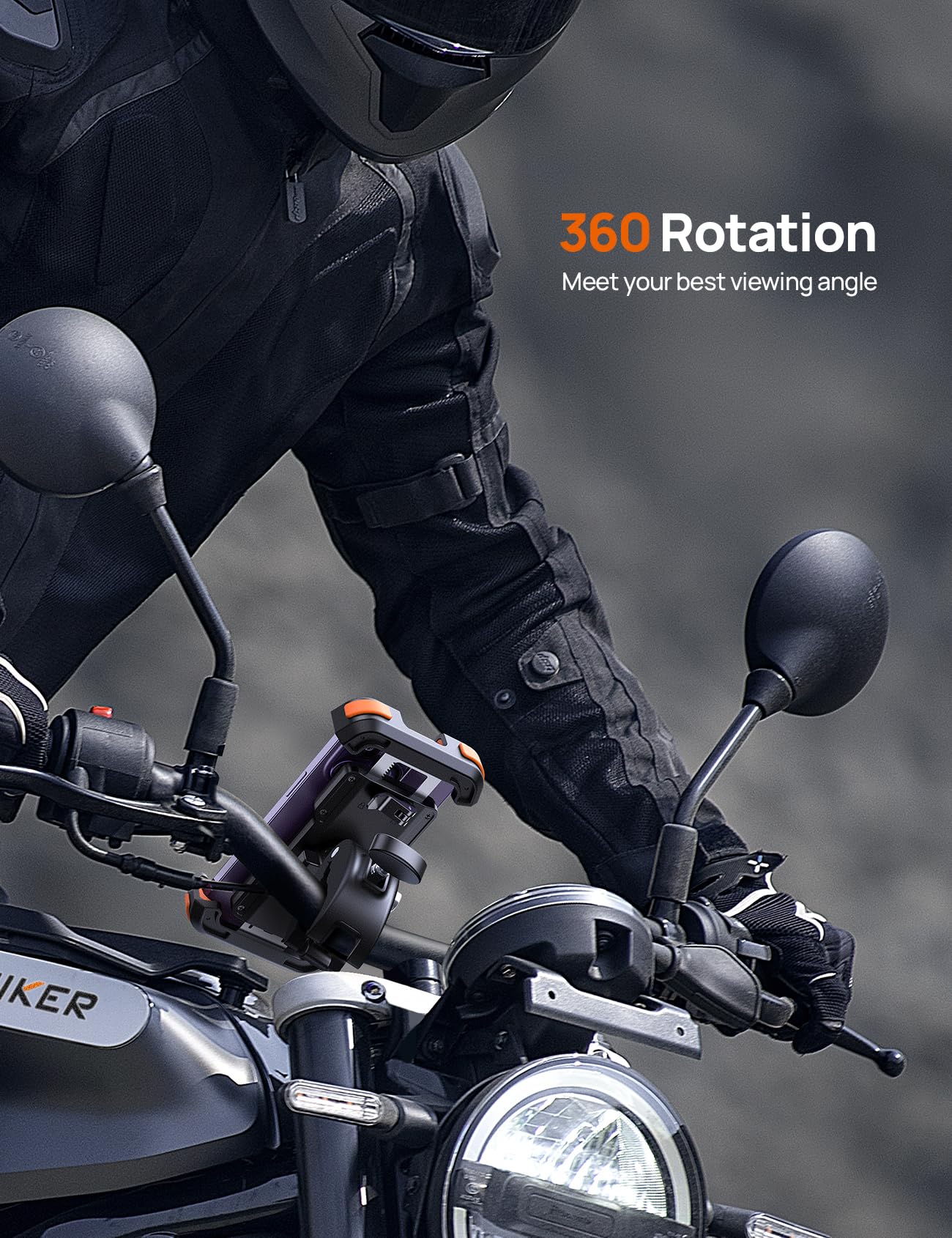 Aomiker Soporte para teléfono de motocicleta para bicicleta, liberación rápida 2024, abrazadera para manubrio, clip de teléfono para iPhone 15, 14, 13, 12, 11 Pro Max Plus Mini, 4.7-6.8 pulgadas