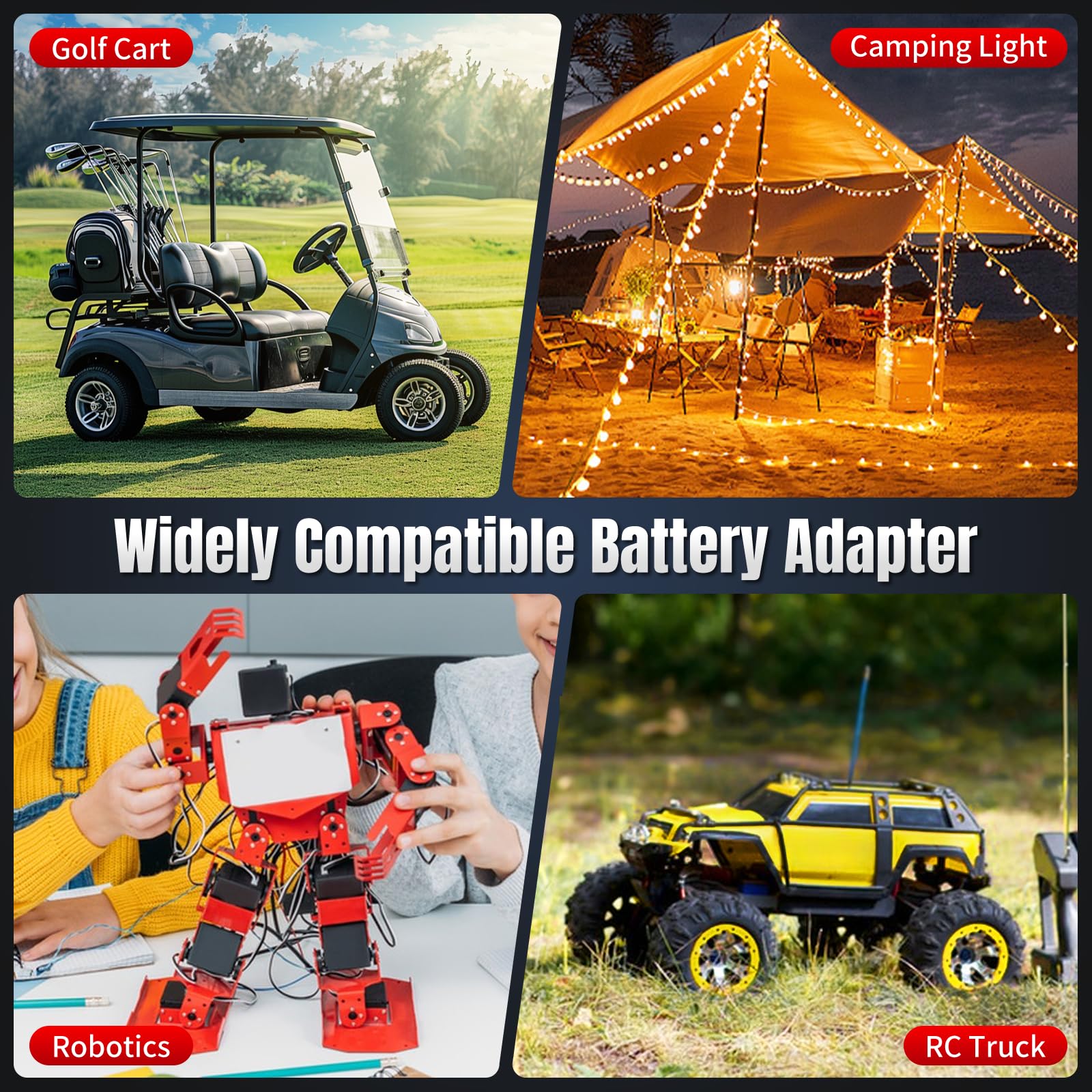 Paquete de 2 adaptadores de rueda de alimentación compatibles con Milwaukee 18 V adaptador de batería con corte de bajo voltaje para juguetes de coche RC DIY