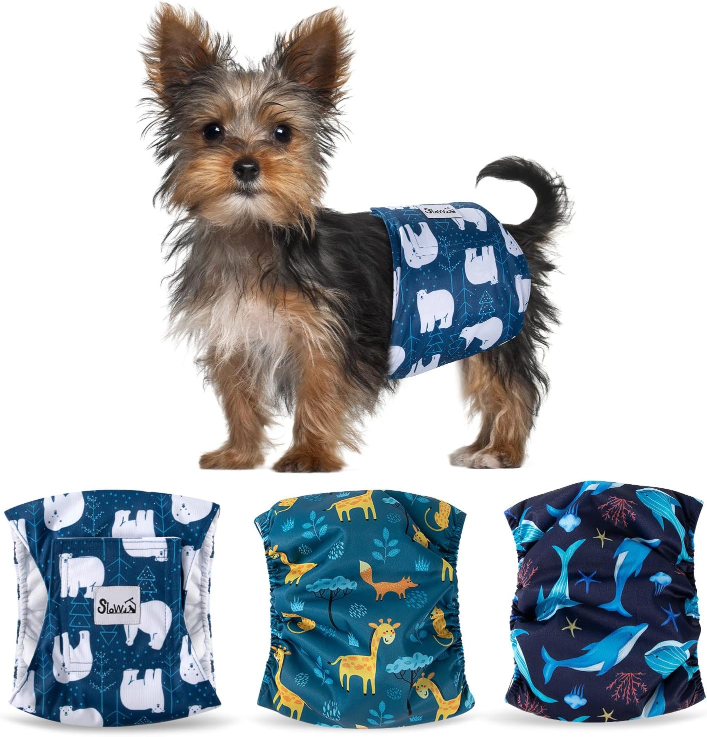 Eyein 3 Pack Reusable Dog Nappies Male, Machine Washable Dog Heat