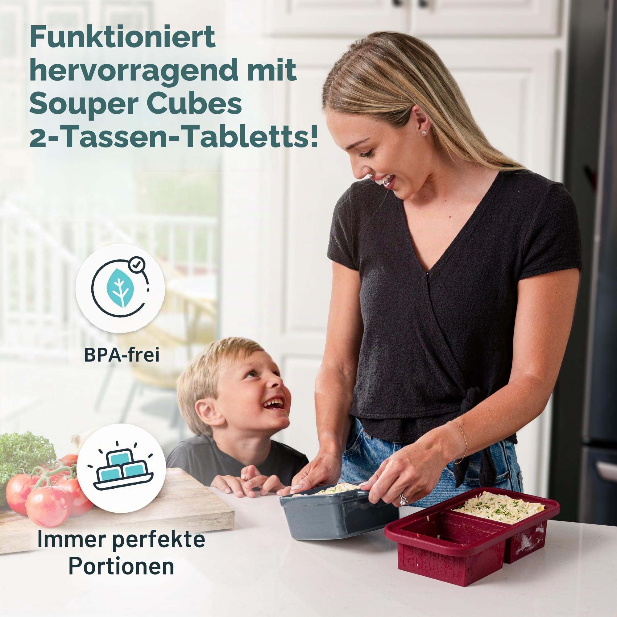 Souper Cubes Steingut – 12,7 cm quadratische Auflaufform – Keramik-Backform-Set – Küchenutensilien und Backformen – Set mit 2 Stück – Anthrazit