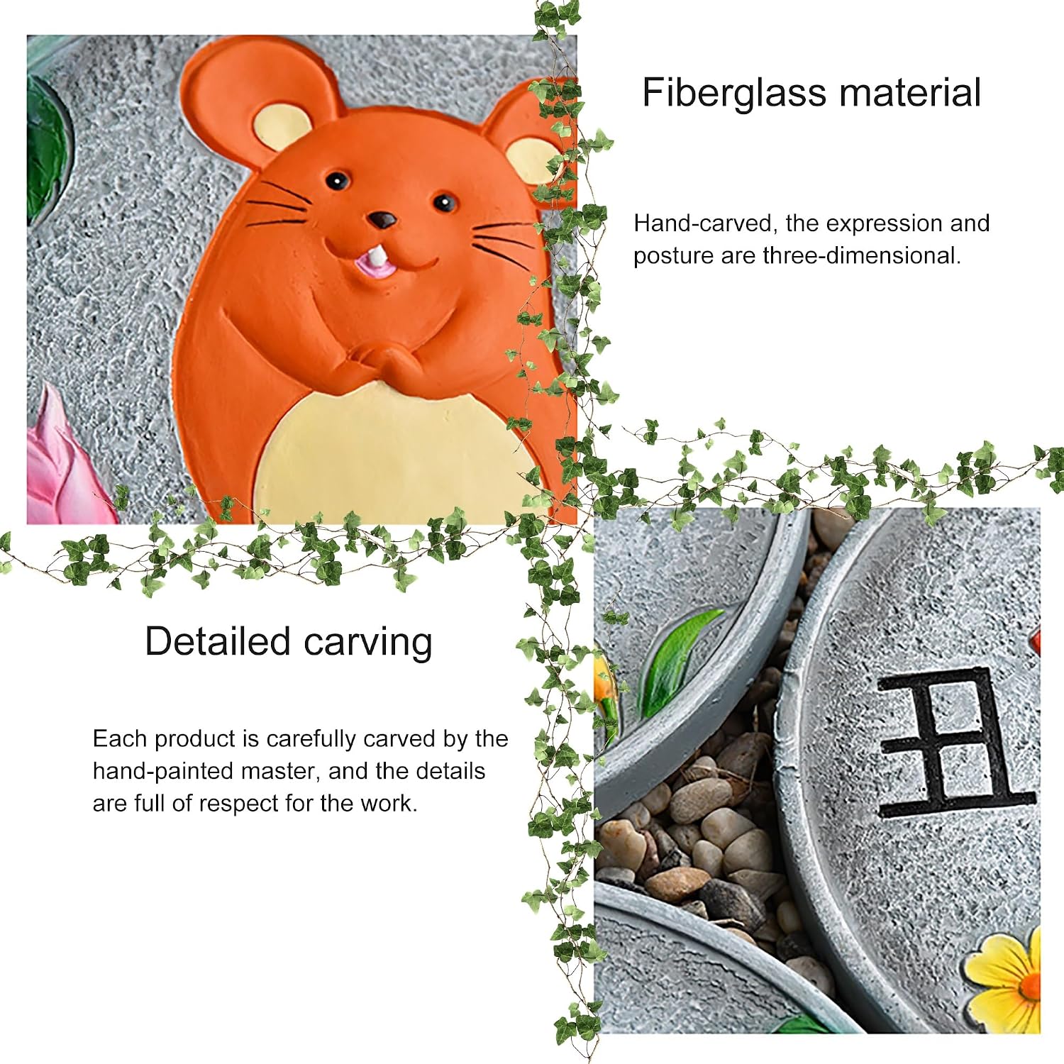 Garden Stepping Stone, Chinese Zodiac Animals Pathway Stepping Stones Outdoor, pavers for Outside Walkway, Grandma Garden Stone, Walkway Stones for Pathway, Decorative Stepping Stones Outdoor(Orange)