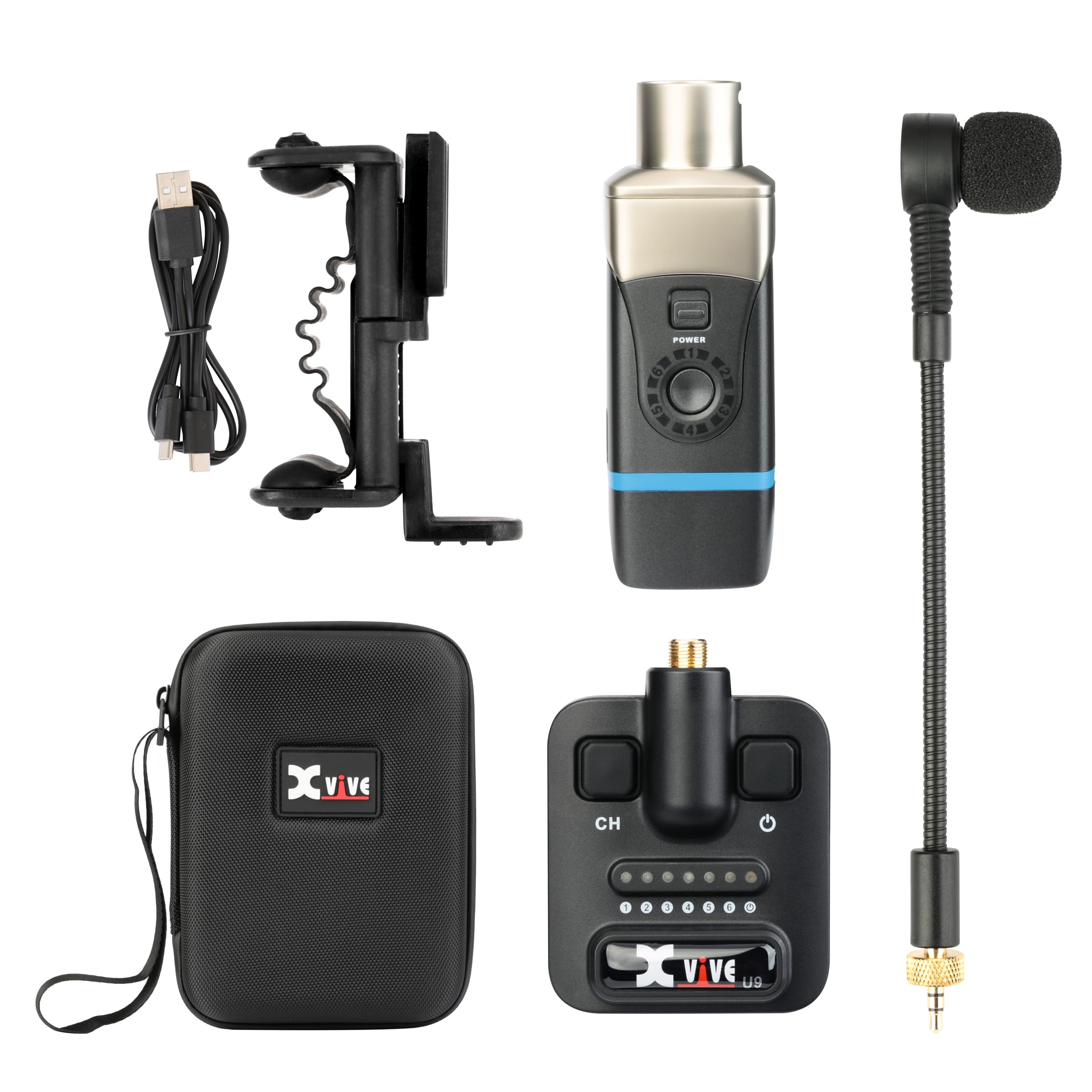Xvive - U9 - Sistema microfonico wireless digitale per violini/viole