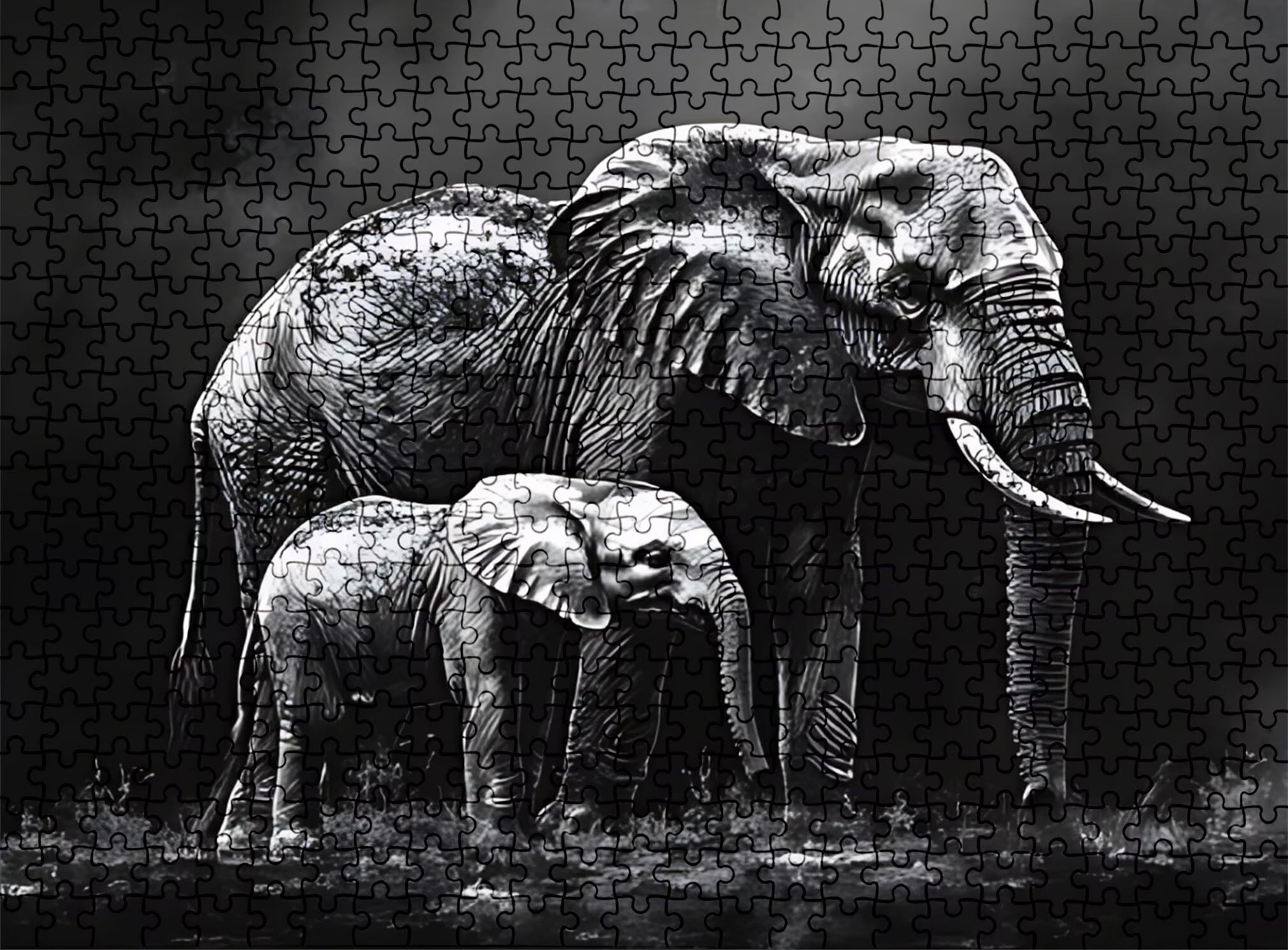 Puzzle 6000 elementów dla dorosłych, afrykański słoń puzzle trudne i kolorowe drewno, duża łamigłówka 179,5 x 105,5 cm, antystresowa gra z plakatem, dekoracja ścienna do domu, prezent dla kobiet w0