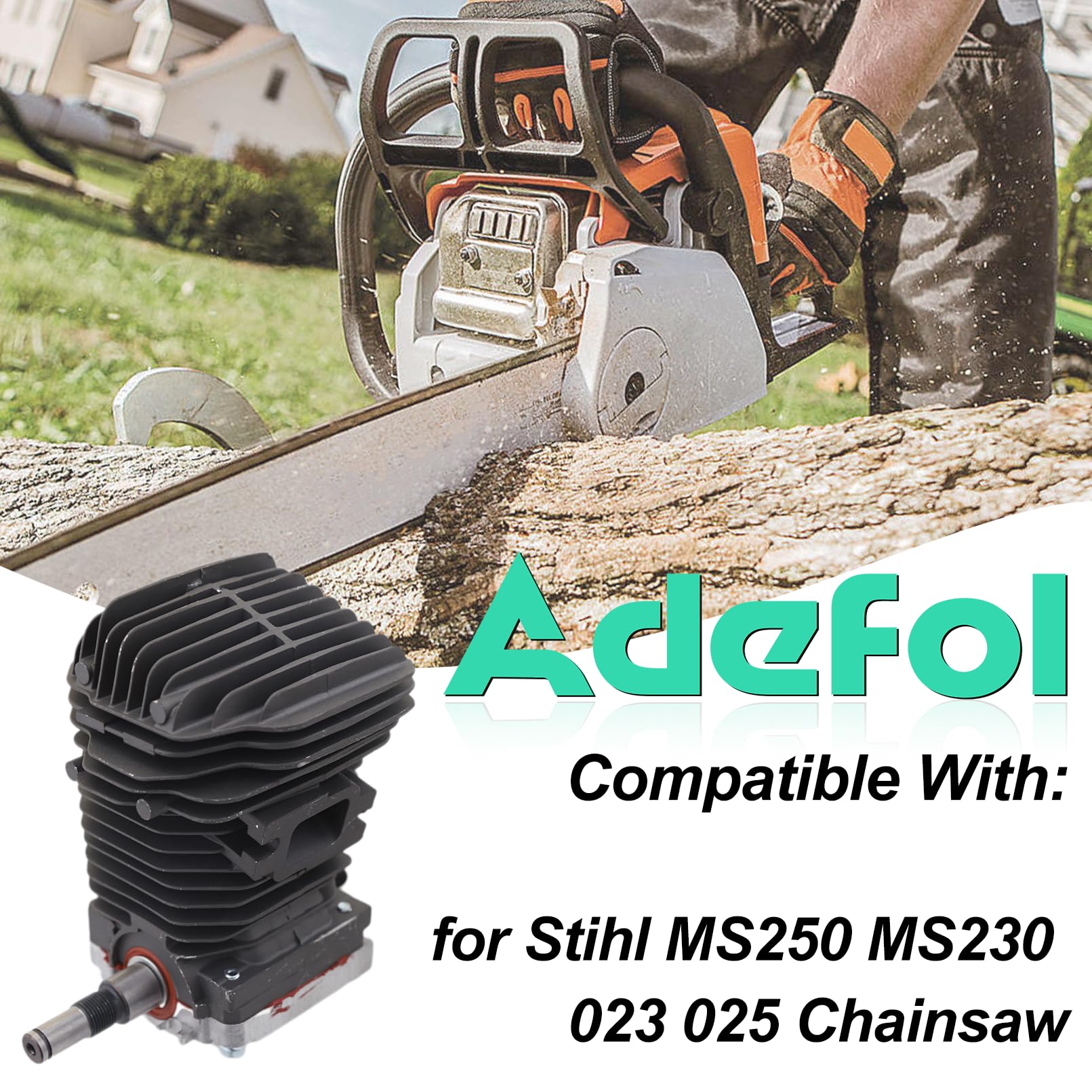 Adefol Kit de cilindro de 42,5 mm para motosierras Stihl MS250 MS230 023 025, cilindro con línea de combustible, filtro de combustible, sello de aceite, filtro de aire, repuesto OEM 1123 020 1209