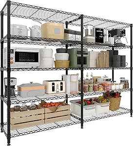 Garvee Metal Storage Shelves Heavy Duty Metal Shelving, 5-tier Wire Shelving Unit Shelves for Storage, Adjustable Shelf Organization for Garage Pantry Kitchen Commercial Basement, 70.8"W*15.8"D*70.5"H