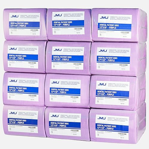 Miniatura 28 de JMU 2500 baberos dentales, 2 capas de pañuelo 1 capa de película, baberos dentales desechables a granel, 13 x 18 pulgadas, baberos para tatuajes,