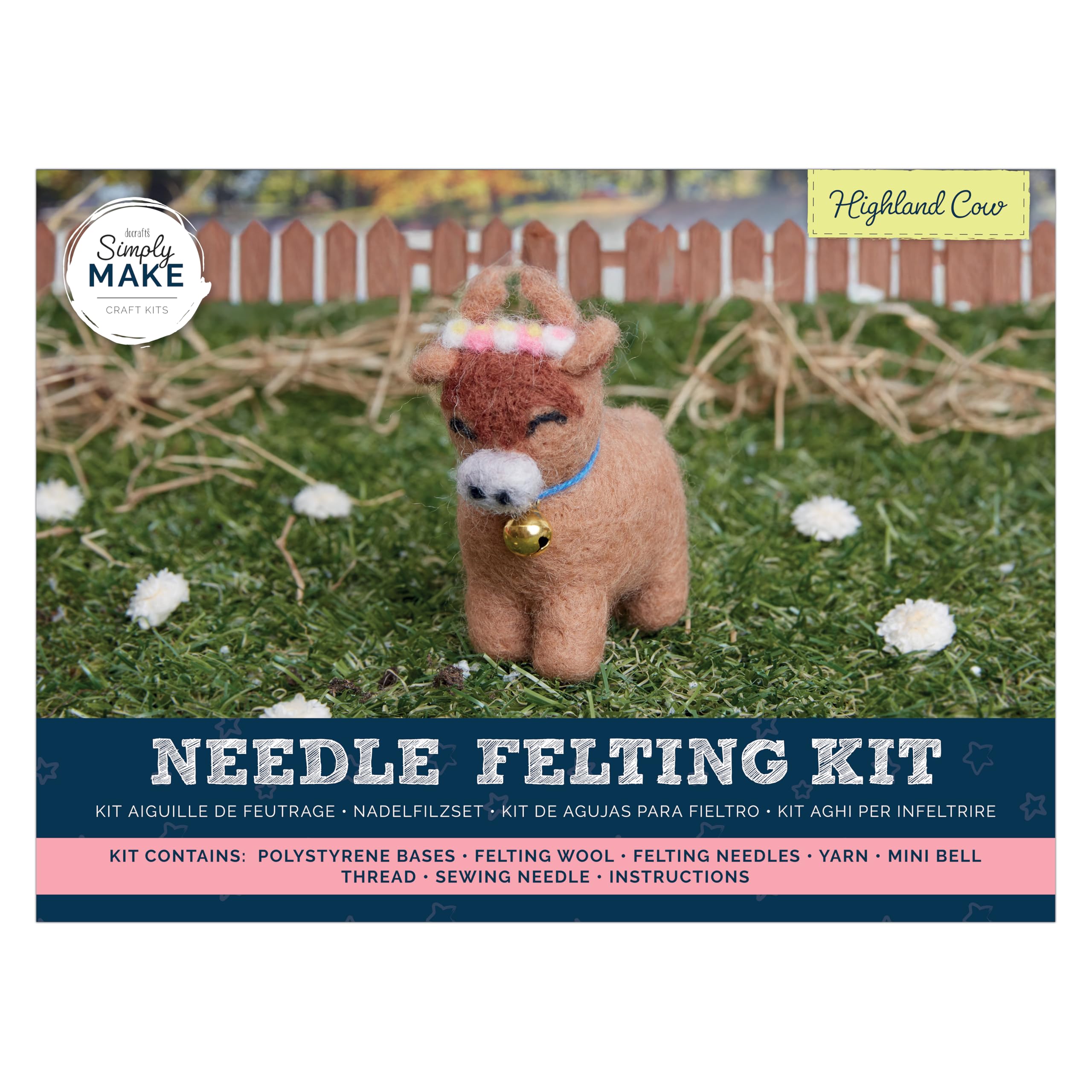 Simply Make Needle Felting Kit, Highland Cow, Needle Felting Kit with Felting Needles and Felting Wool, Ideal Needle Felting Kits for Beginners, Fun DIY Craft Kit