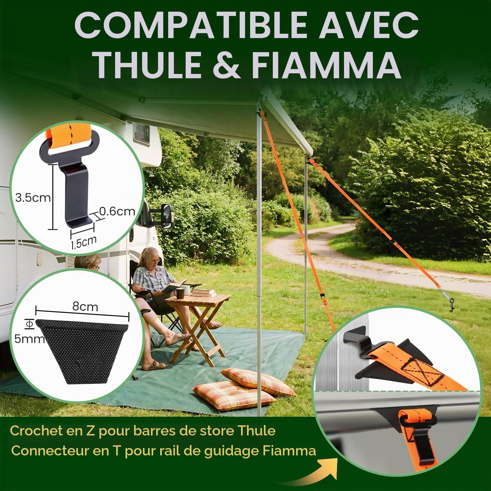 Sangles Anti-tempête pour Auvents, Sangle D'arrimage pour Auvents