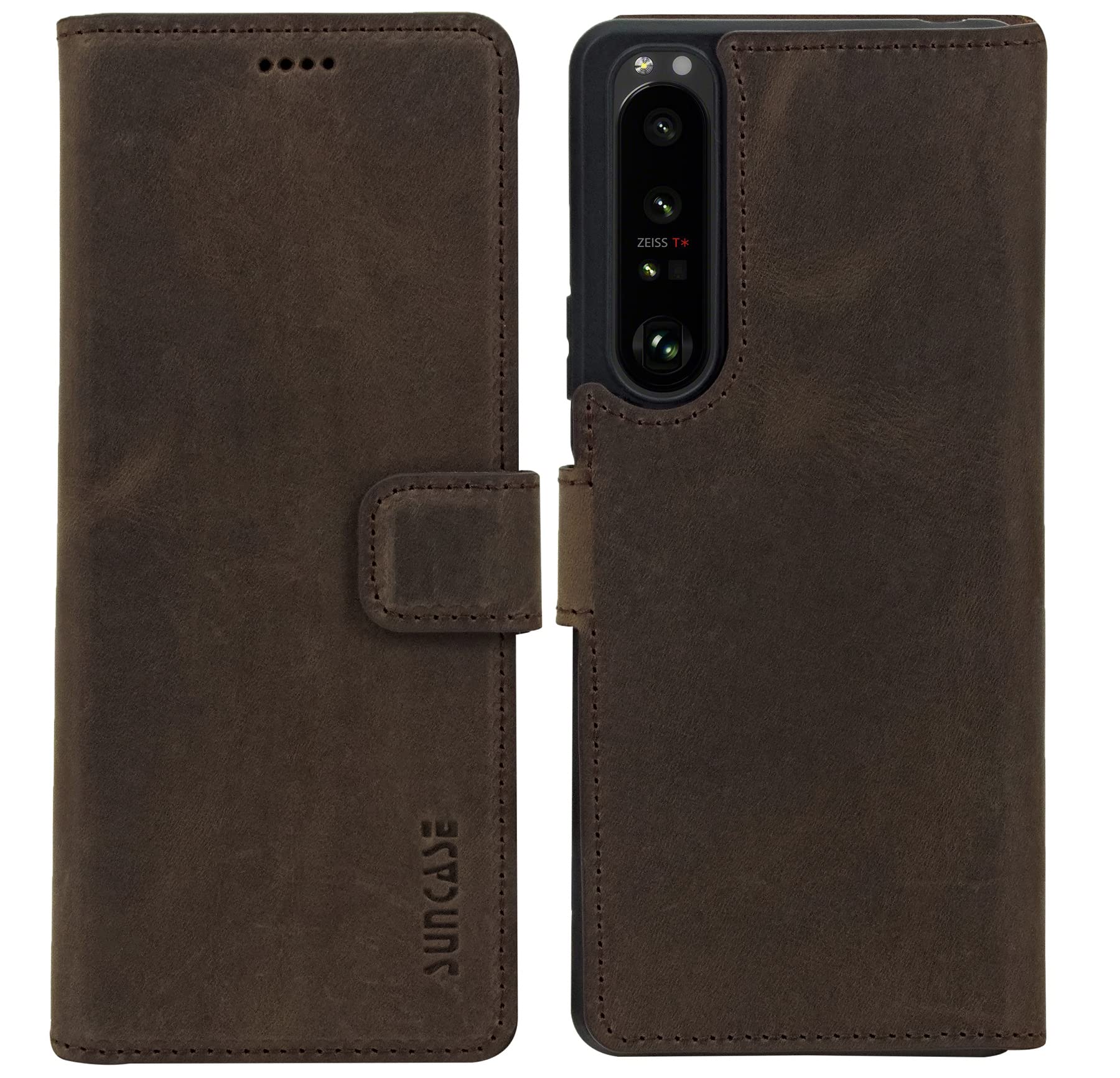 Suncase Lederhülle Für Sony Xperia 5 III – Book-Style Mit 3 Kartenfächern