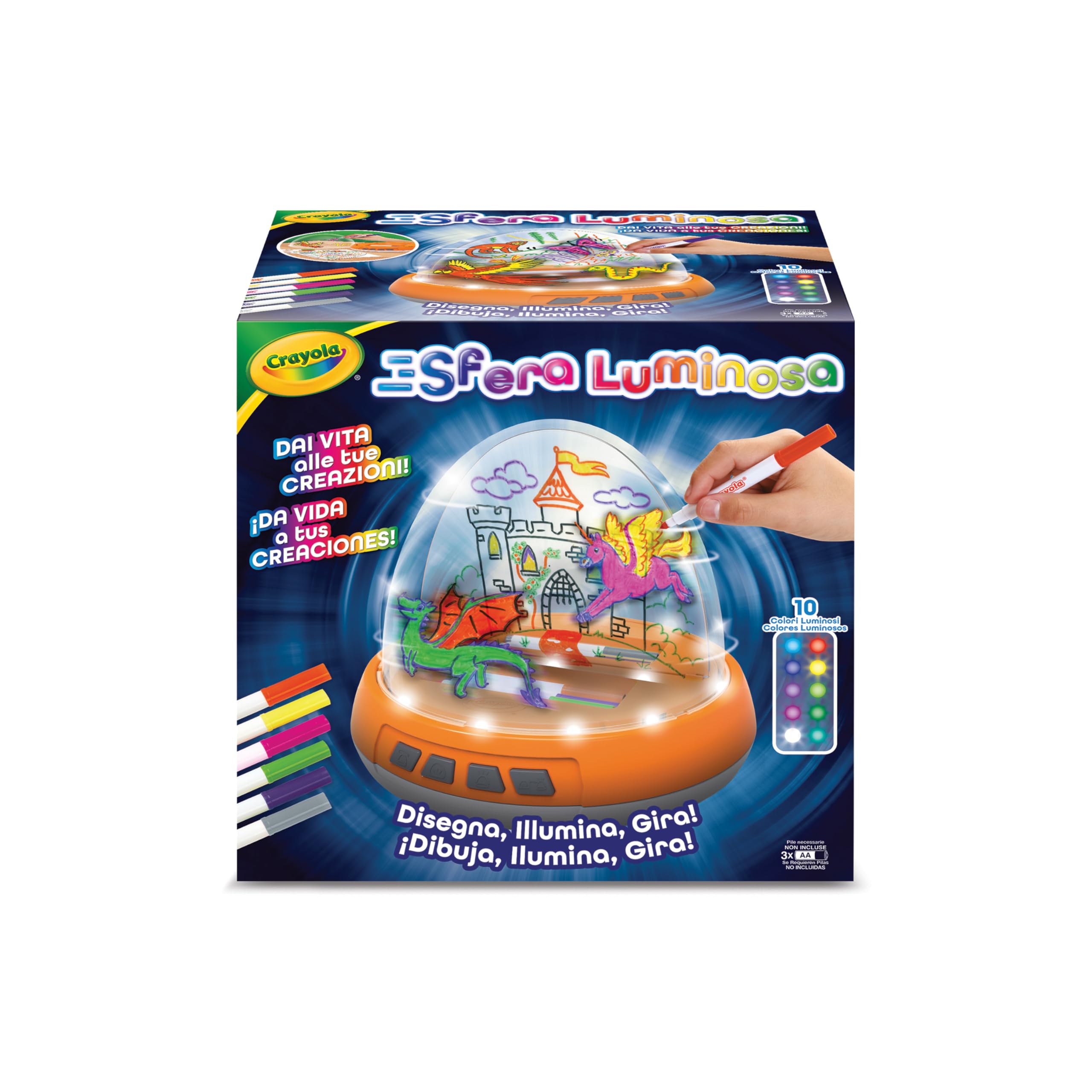 CRAYOLA - Esfera Luminosa, Juego Motorizado con Luces y Movimiento para Crear Dibujos en dos Niveles, Actividad Creativa y Regalo para Niños, a partir de 6 años, 25-5985