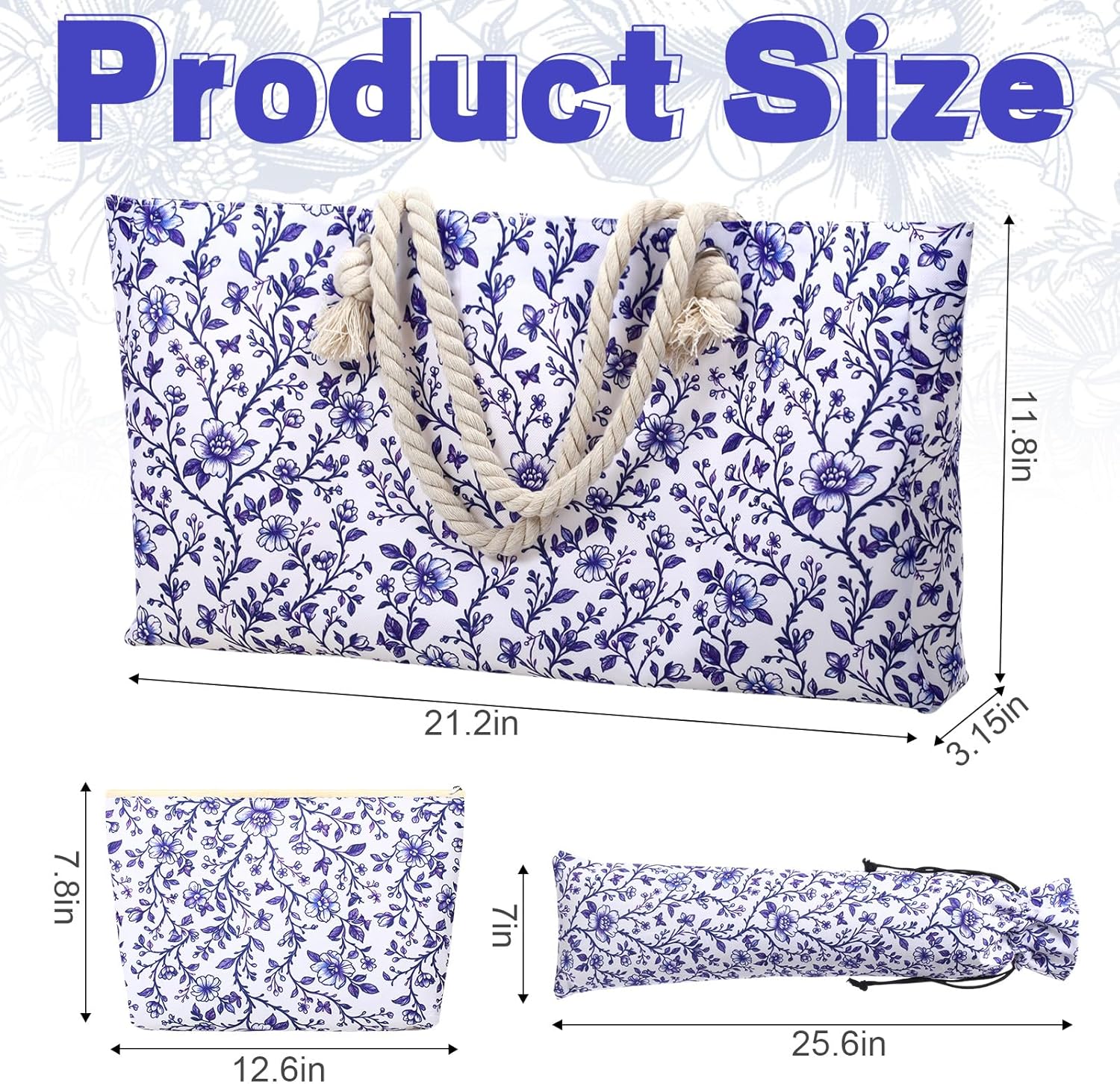 Shinylin 3 Pcs Mahjong Bags Set American Mahjong Carrying Bag with Tile Racks Drawstring Bag Printed Storage with Dual Handles Accessories for Lover Family Friends Gift(Floral Pattern)