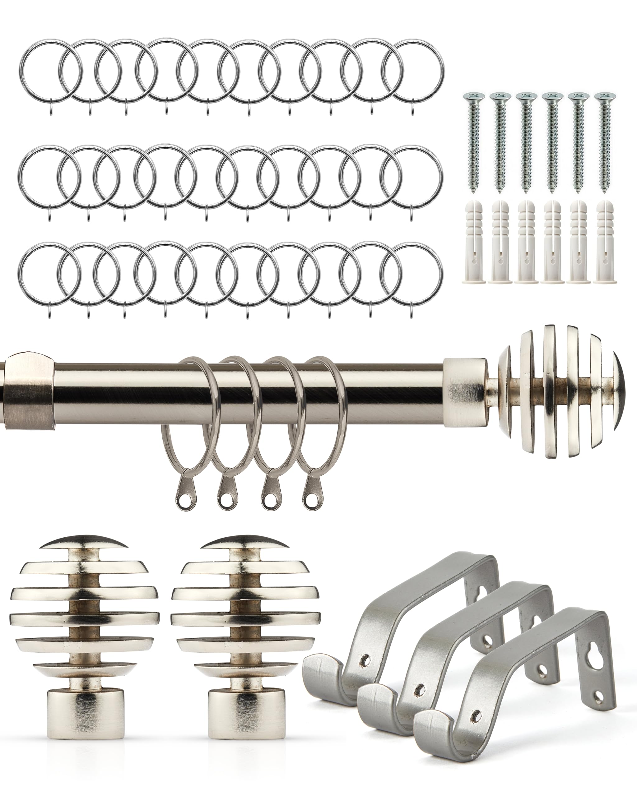 Emma Barclay  Grey Curtain Pole With Rings Extendable Slice in Size 160-300cm, Sports Direct