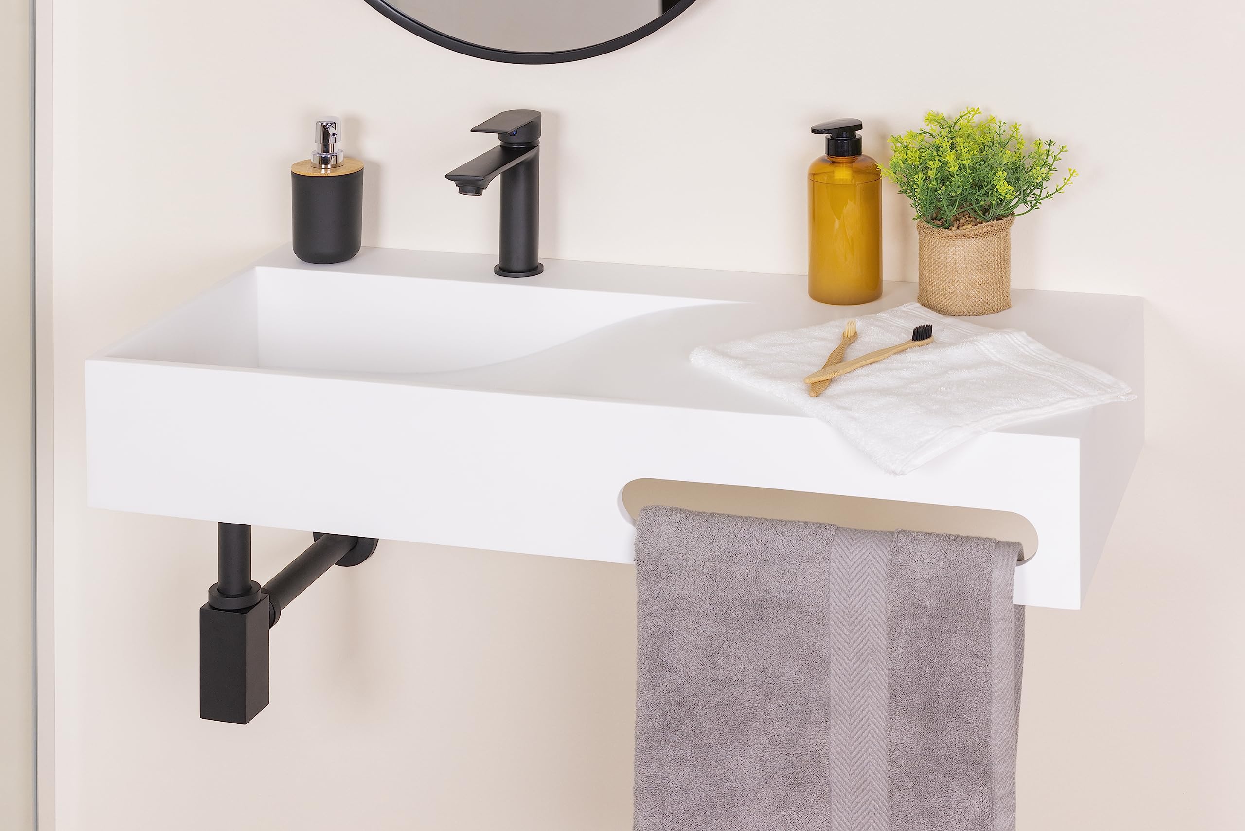 Sifón Cuadrado de Lavabo Visible de Latón Negro | Diseño Moderno y Sofisticado | Acabado Resistente a la Corrosión | Ideal para Baños Elegantes | NOYON & THIEBAULT