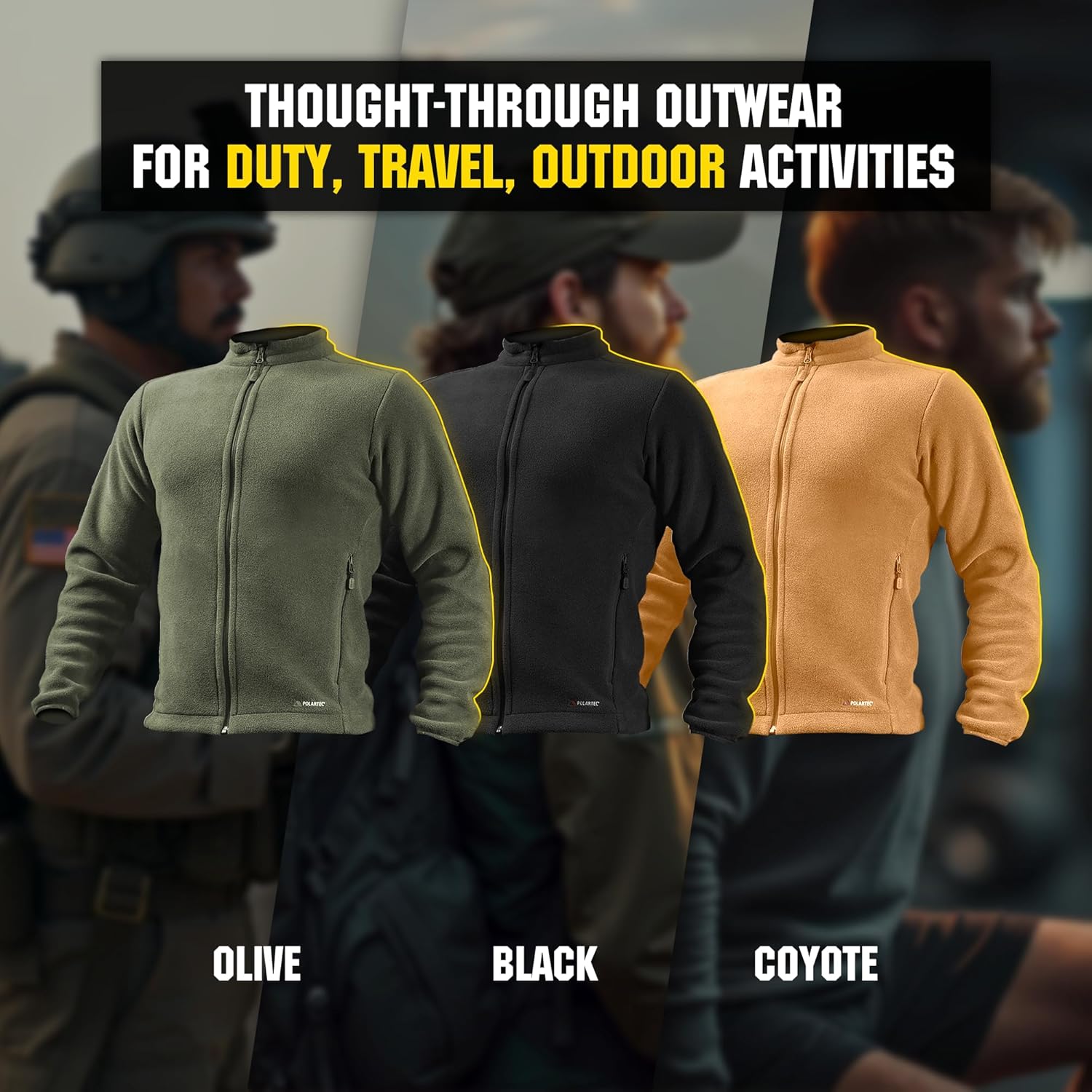 M-Tac Nord Polartec 200 Fleece Jacket for Men - Military Style Sweatshirt Tactical Full Zip Warm Sweater