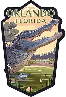 Die Cut Sticker Orlando, Florida, Alligator Scene, Vinyl Sticker, (Waterproof Decal for Cars, Water Bottles, Laptops, Coolers), Small