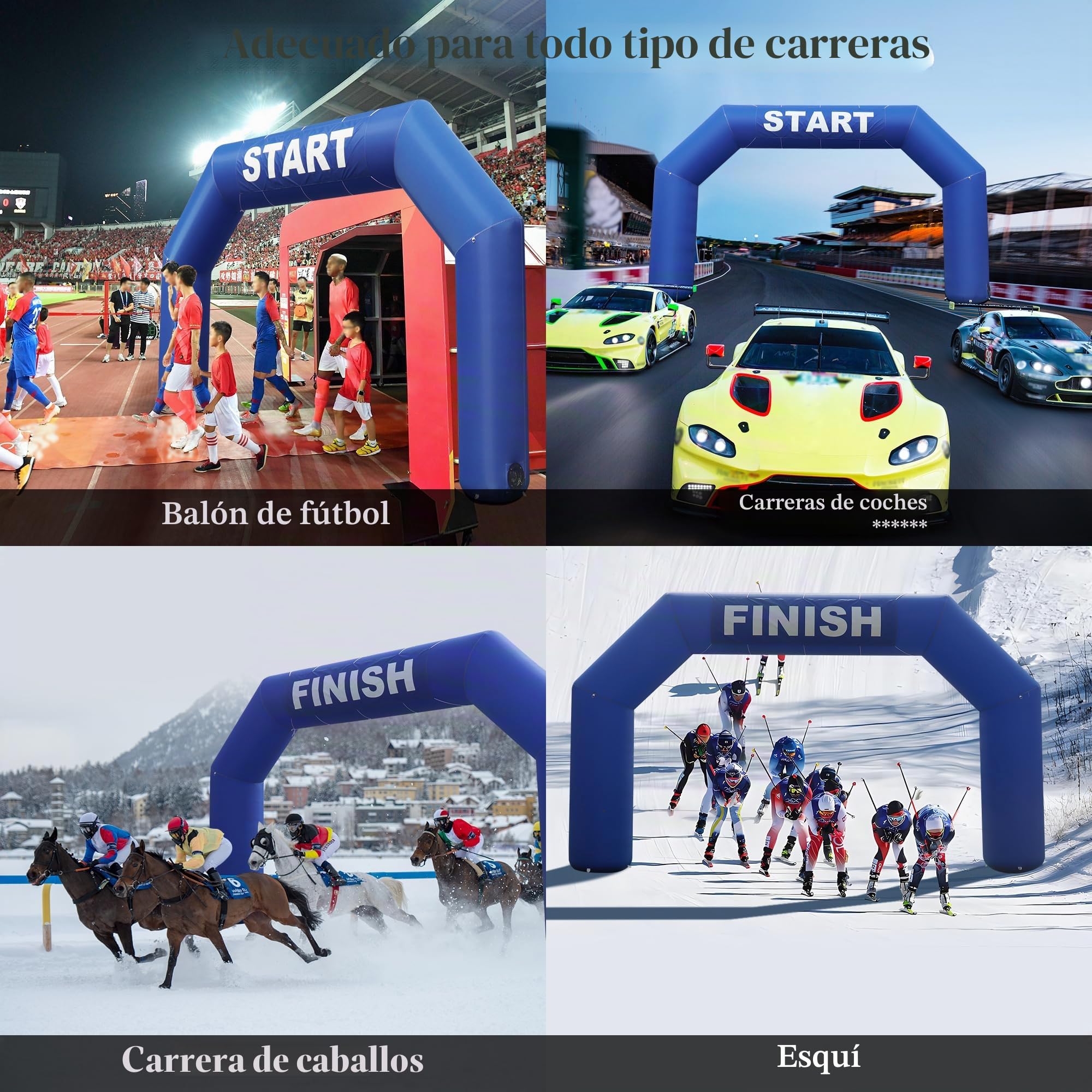 Sayok Arco Inflable para Exteriores, Línea de Meta y Carreras Con Soplador de Aire para Eventos Publicitarios (Azul)