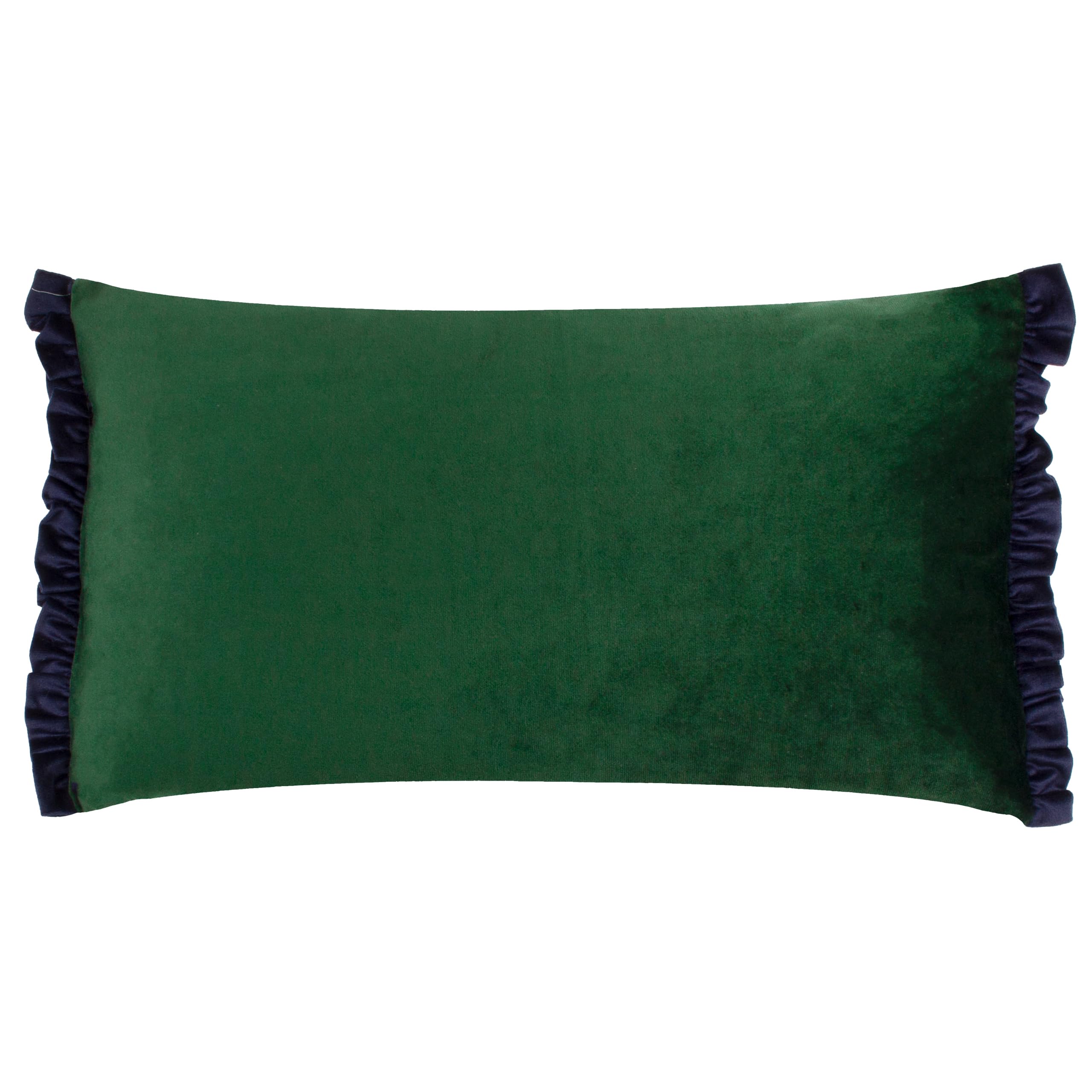 Tilly Velvet Frill Reversible Cushion - Bottle Green - 40cm x 60cm