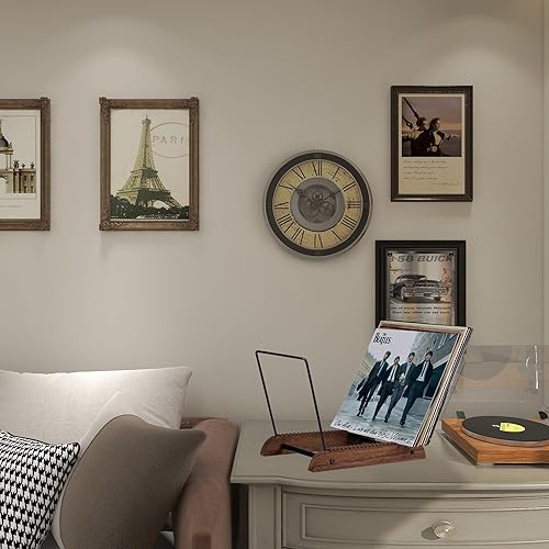Miniatura 7 de Extra-Large Vinyl Record Storage Holder Modern Album Display Solid Wood Stand with Black Metal Rack Home Decor Organizer for Vinyl Record, Holds up