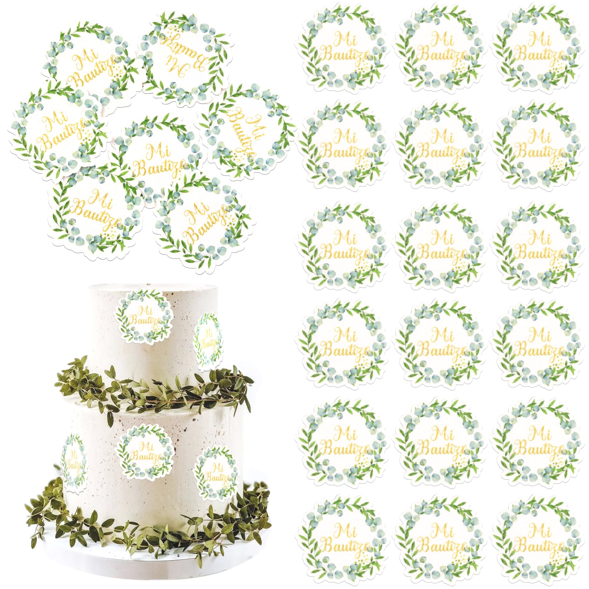 60 Pack Edible God Bless Cake Toppers Glitter Edible Wafer Paper Dove Cross Christening First Communion Cake Picks Baptism Cake Decorations for Religious Theme Baby Shower Party Supplies