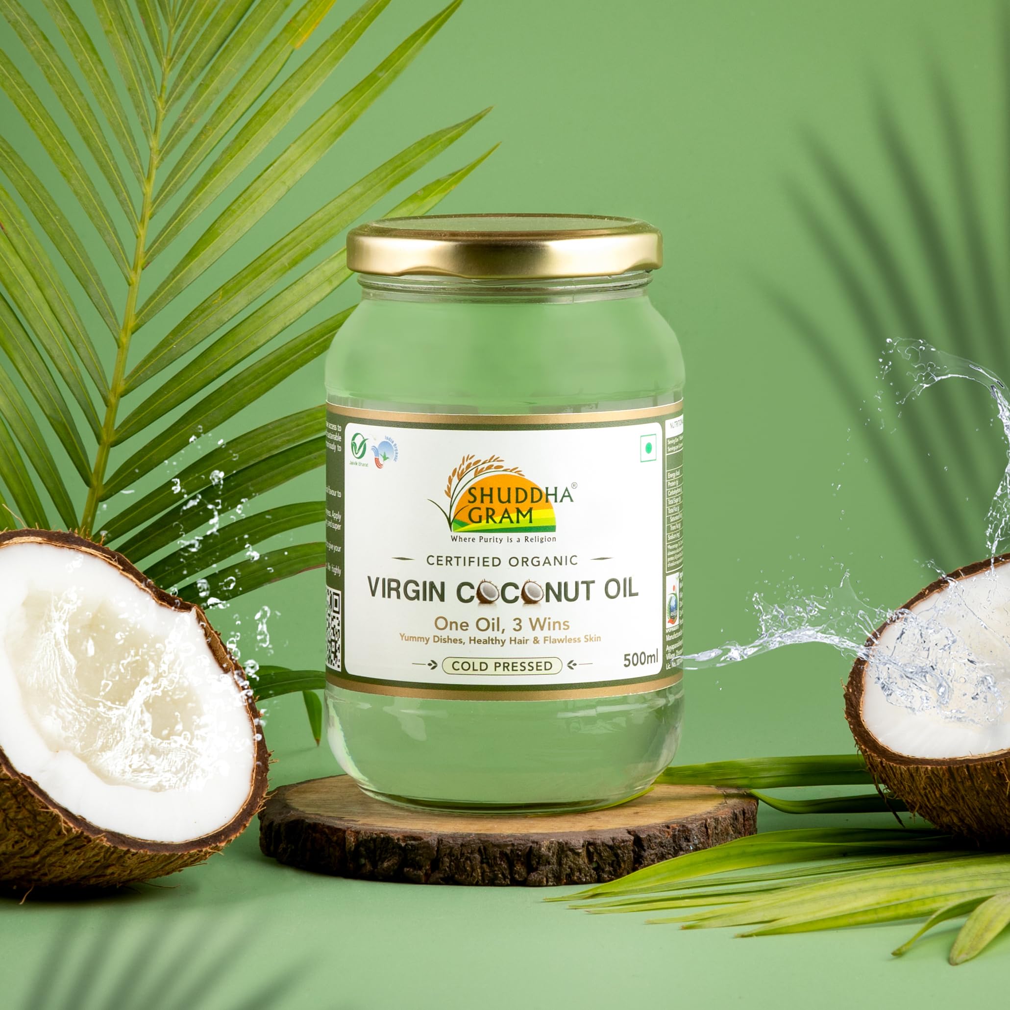 SHUDDHA GRAM Organic Cold Pressed Virgin Coconut Oil | 500ml Glass Bottle |100% Certified Organic | Extracted from Fresh Coconut | Perfect for Cooking, Hair, Skin & Baby Massage (B0D2XZHDKL) Amazon Price History, Amazon Price Tracker