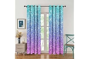 Gradient Rainbow Mermaid Blackout Curtains