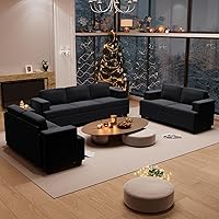 Vista 25 de Fiona's magic Sofá de Pana de 3 Plazas para Sala de Estar, Sofá Nube Negra de 89", Sofá de Piso de Asiento Profundo para Dormitorio, Cama Seccional