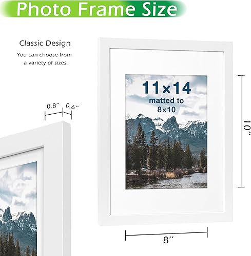 Vista 44 de FrameWorks Paquete de 2 portarretratos de 8 x 10 pulgadas mate a 5 x 7 pulgadas, roble natural, marco de fotos clásico de madera con vidrio