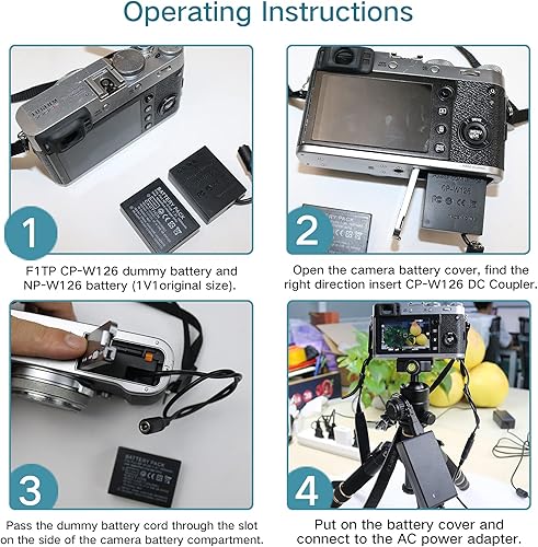 Miniatura 3 de F1TP CP126 Adaptador de corriente USB-C CP-W126 Cargador de acoplador CC, adaptador de batería externa para Fujifilm X-Pro2 X-Pro3 X-E2 X-E2S X-E3
