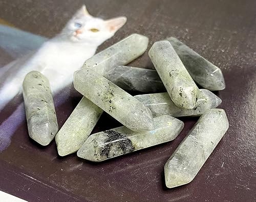 Miniatura 19 de Juego de 10 varitas de cristales curativos de ojo de tigre, piedras pulidas pulidas a granel naturales hexagonales puntiagudas Reiki de equilibrio