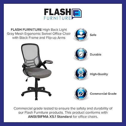 Miniatura 15 de Flash Furniture Porter - Silla de oficina giratoria de respaldo alto con soporte lumbar ajustable y altura del asiento, silla de escritorio