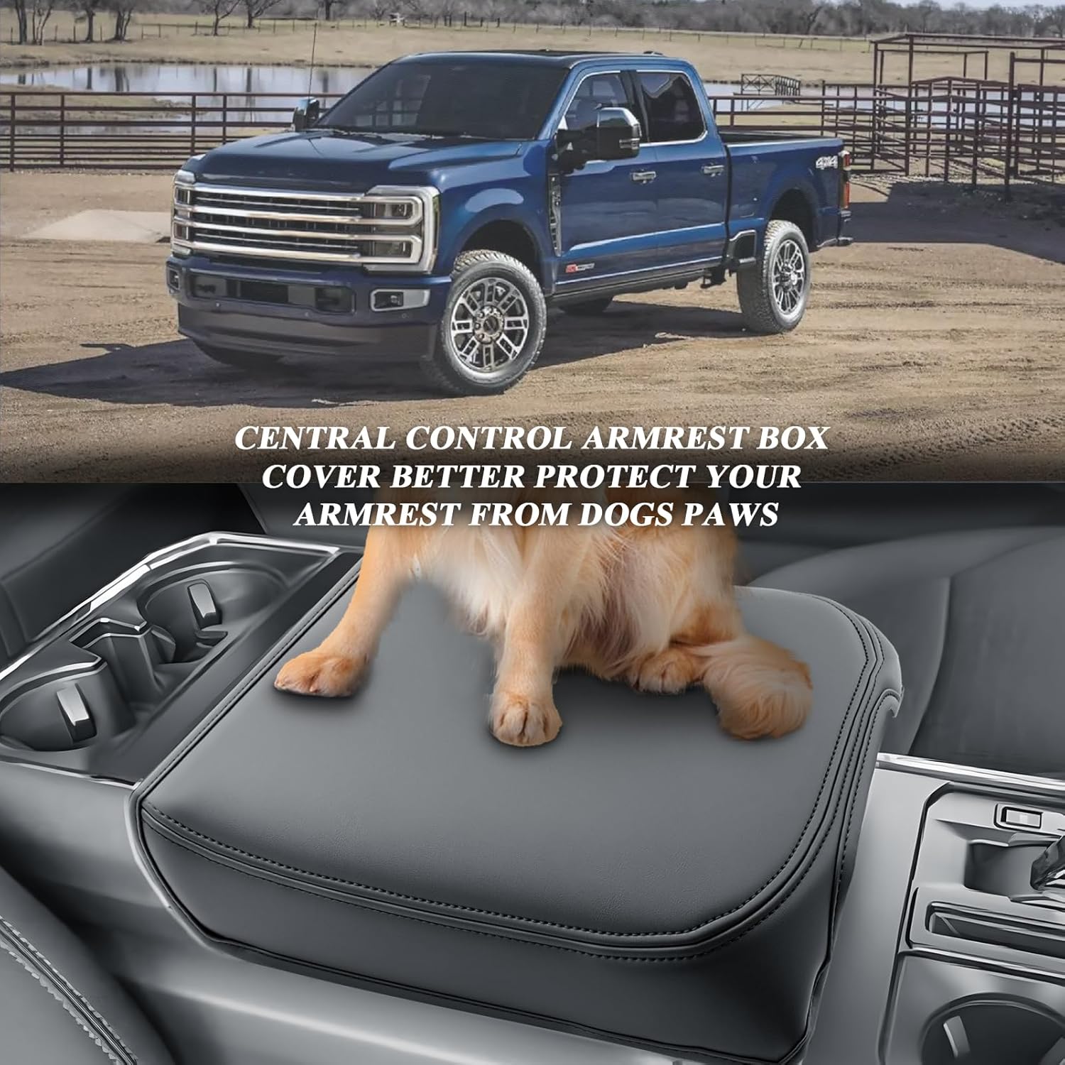 BIBIBO 2023-2026 Super Duty Center Console Armrest Cover 2023 2024 2025 2026 F/250/F-350/F-450 Ford Super Duty Truck (XL/XLT/Lariat/King Ranch/Platinum) Arm Rest Cover 2025 Super Duty Accessories