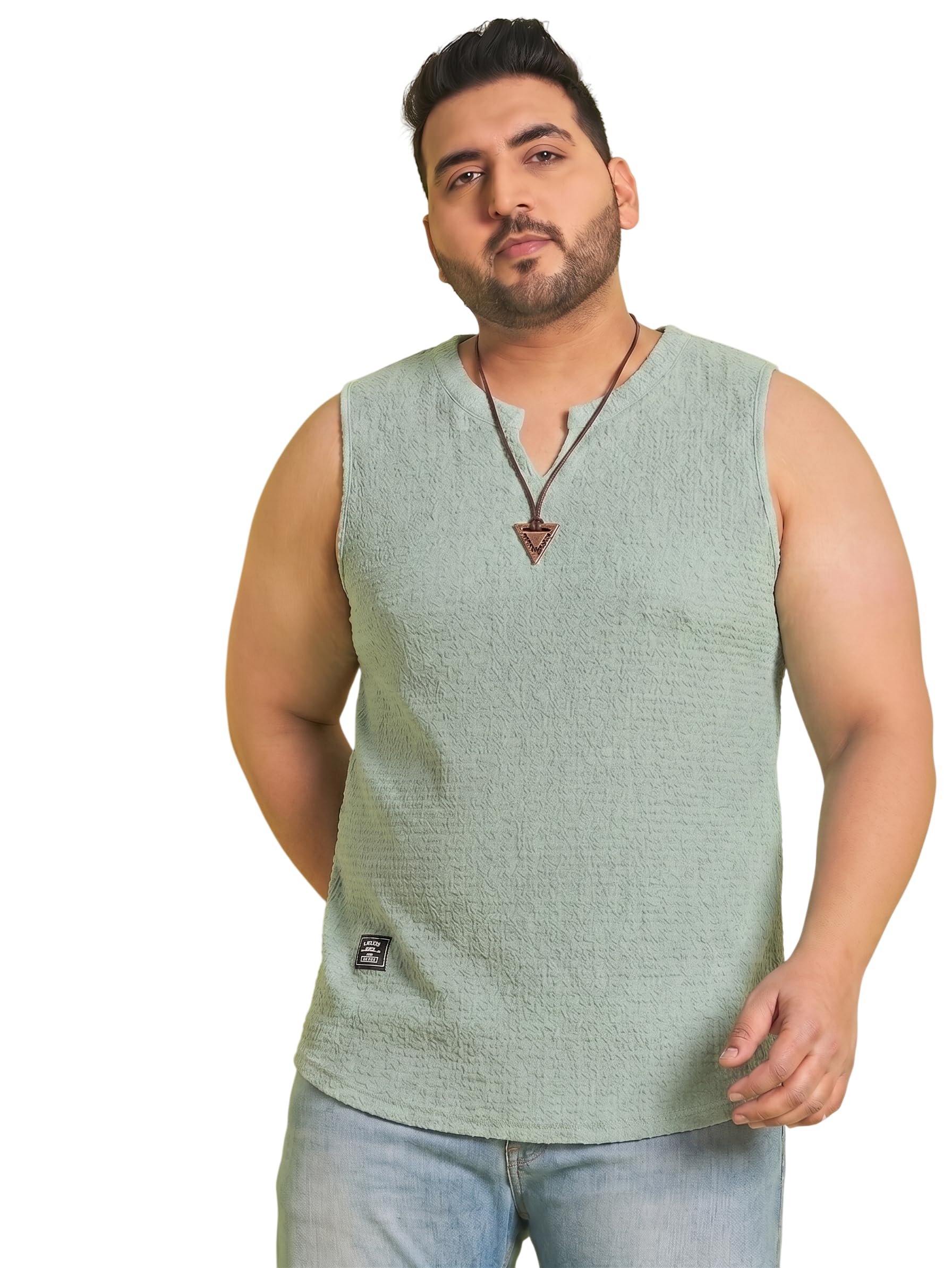 rodzen Men's Polycotton Oversized Sleeveless T-Shirt/Tan Top, Modern Relaxed Fit, Breathable and Comfortable Casual Wear for Gym, Sports, Home, Travel, and All-Day Use-picture-32
