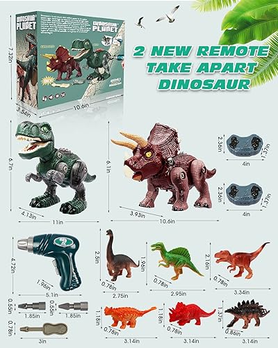 Miniatura 4 de Hot Bee Remote Control Dinosaur Toys for Kids 3-5 5-7 2 Set Building and Electric Take Apart Dinosaur ToysLearning Educational Birthday Gifts for