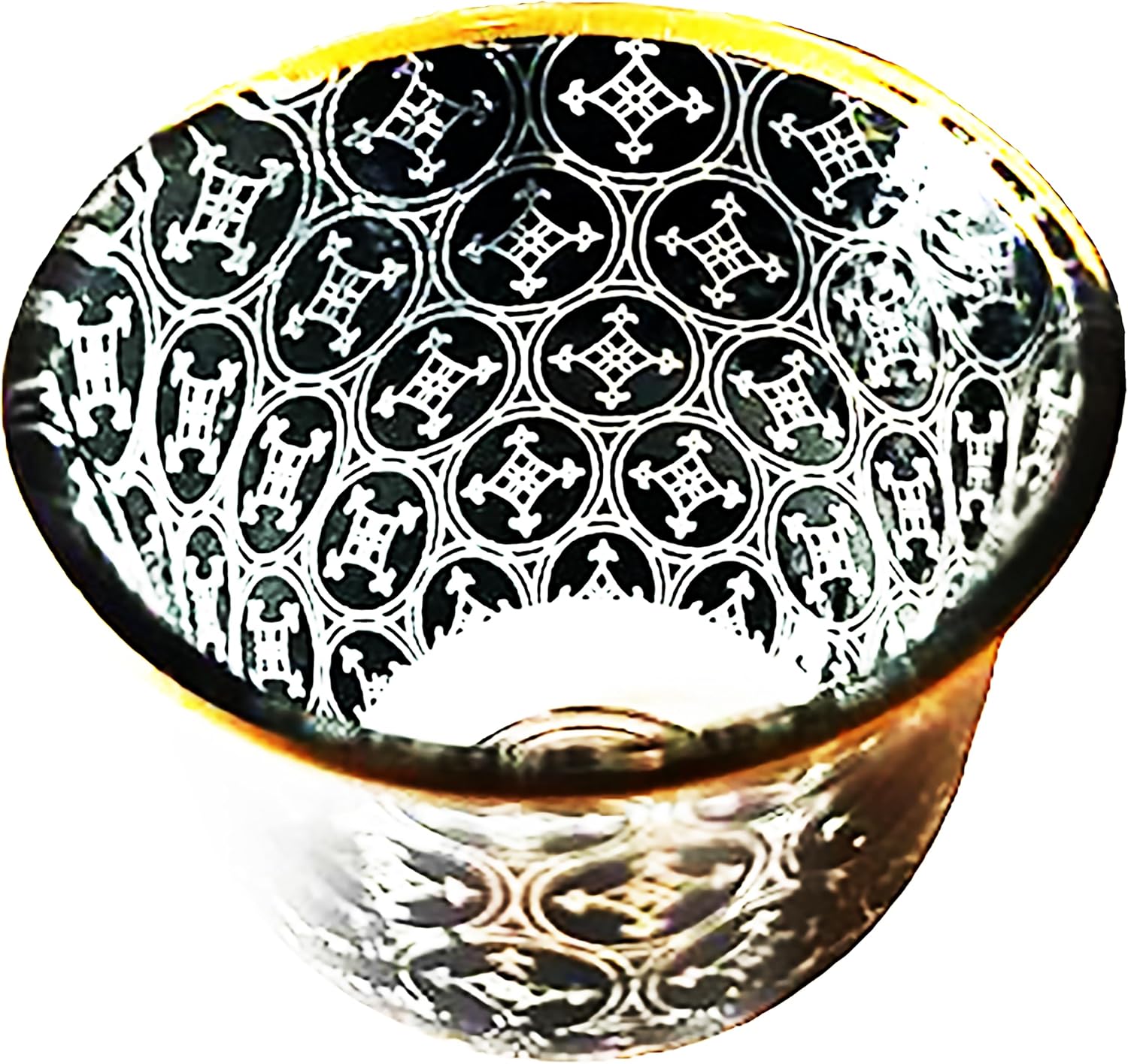 Chandler Espresso Turkish Arabica Coffee Cup Assorted Design Available from Brand 70ml 2.5oz Set of 6 Cups with Gift Box (Glass, Black Circles Decal Made from Glass A)