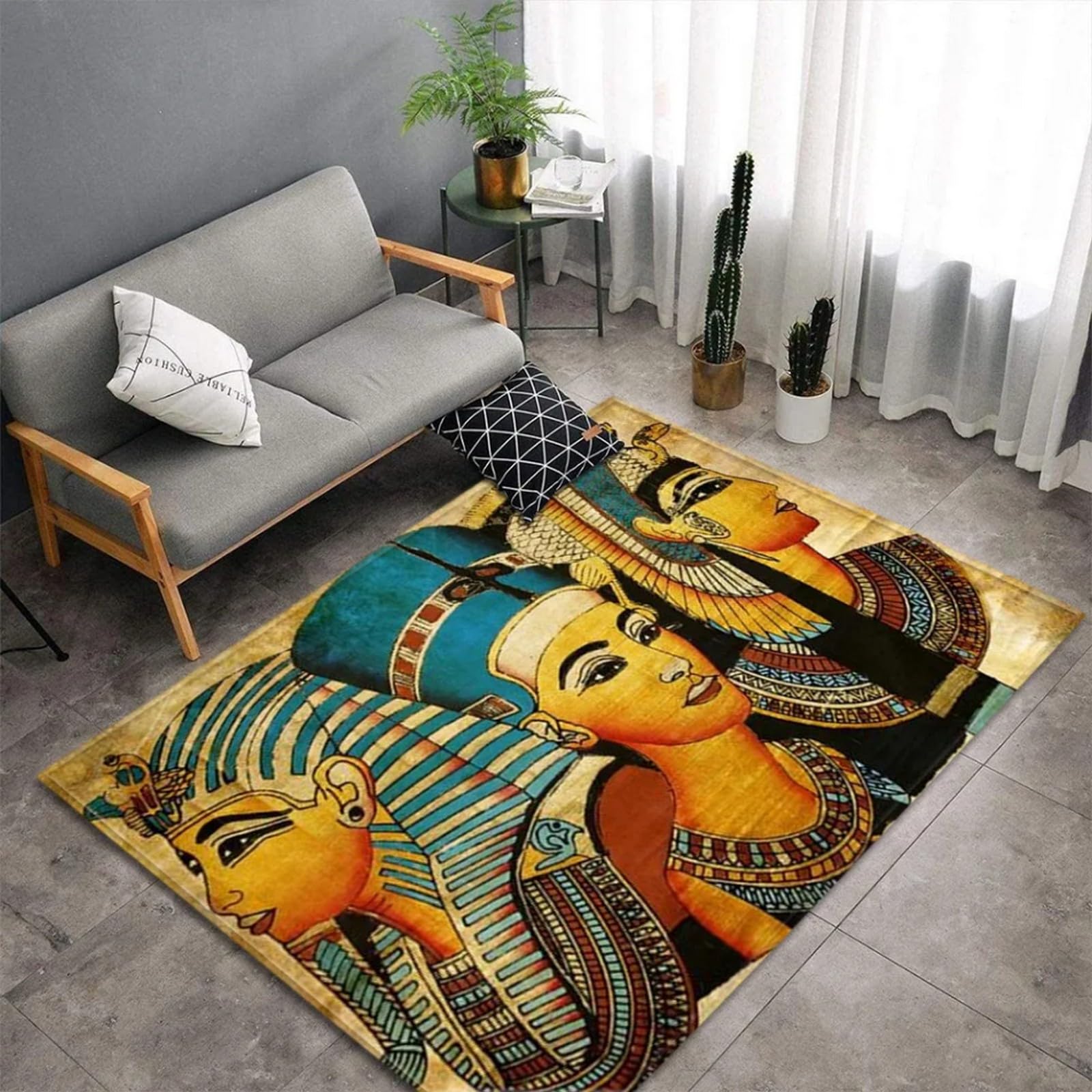 Tapis pharaon égyptien 100x200cm antidérapant et lavable pour décoration moderne de salon