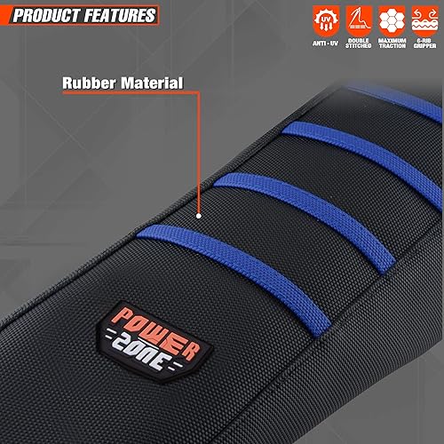 Miniatura 9 de Universal Funda de Asiento para Moto de Cross - Fundas de Asiento de Goma Suave Acanalada para Motocross Enduro Azul