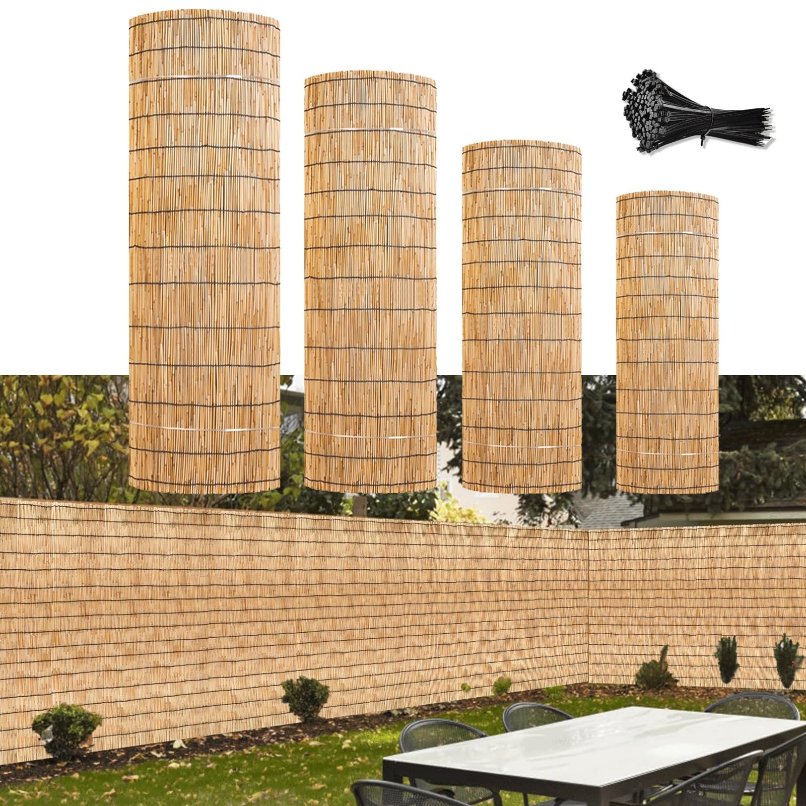Recinto di canne da giardino Recinzione for balconi Recinzione in bambù Recinto decorativo Schermo for la privacy in bambù Facile da tagliare Ringhiera for terrazza(50*500cm(1.6*16.4ft))
