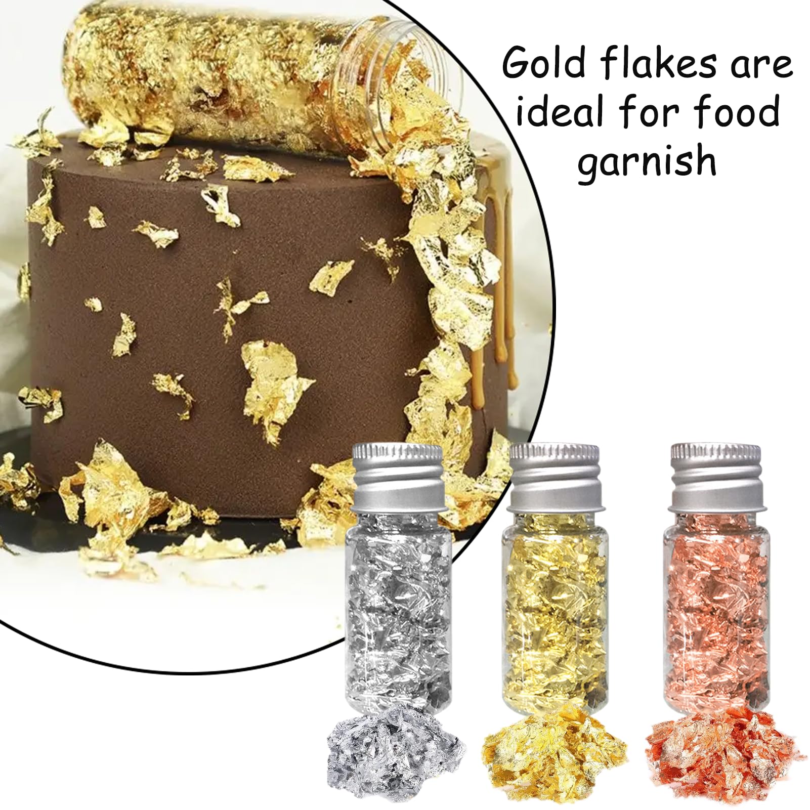 Lot De 3 Flocons Feuille D'Or Comestible - Décoration Gâteaux Et Pâtisseries