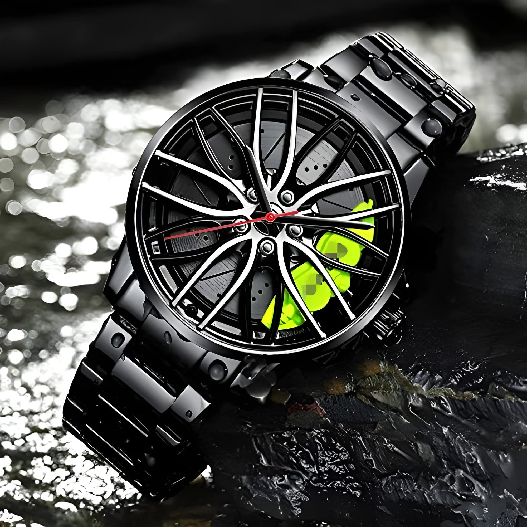 Montre Homme Créative Jante De Voiture 3D - Acier Inoxydable, étanche 3ATM, Mouvement Japonais