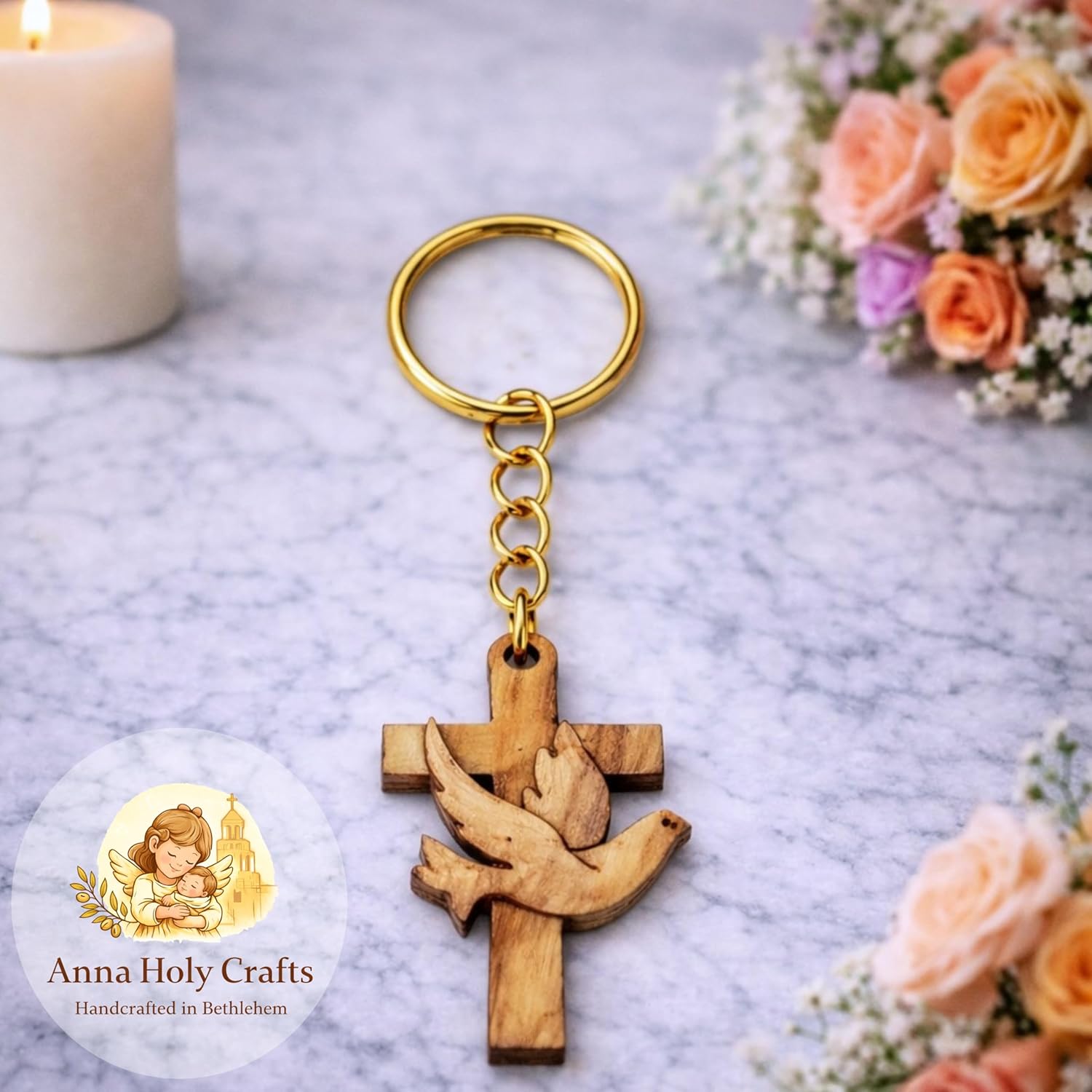 Bethlehem Original 2-Pack Olive Wood Christian Symbol Necklaces, Handmade in the Holy Land - Image 2