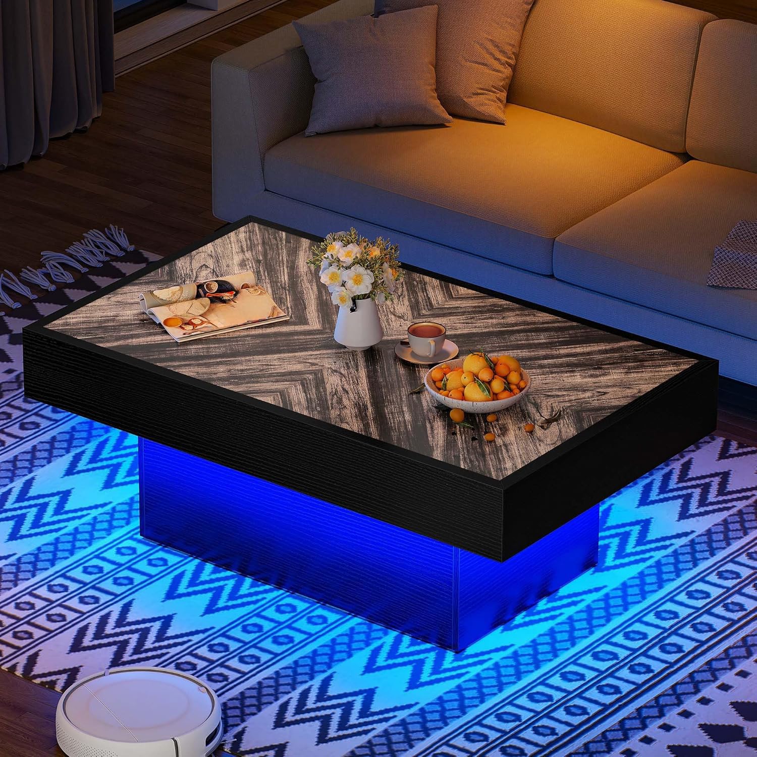 Lift Top Coffee Table With Storage YITAHOME LED Coffee Table With ...