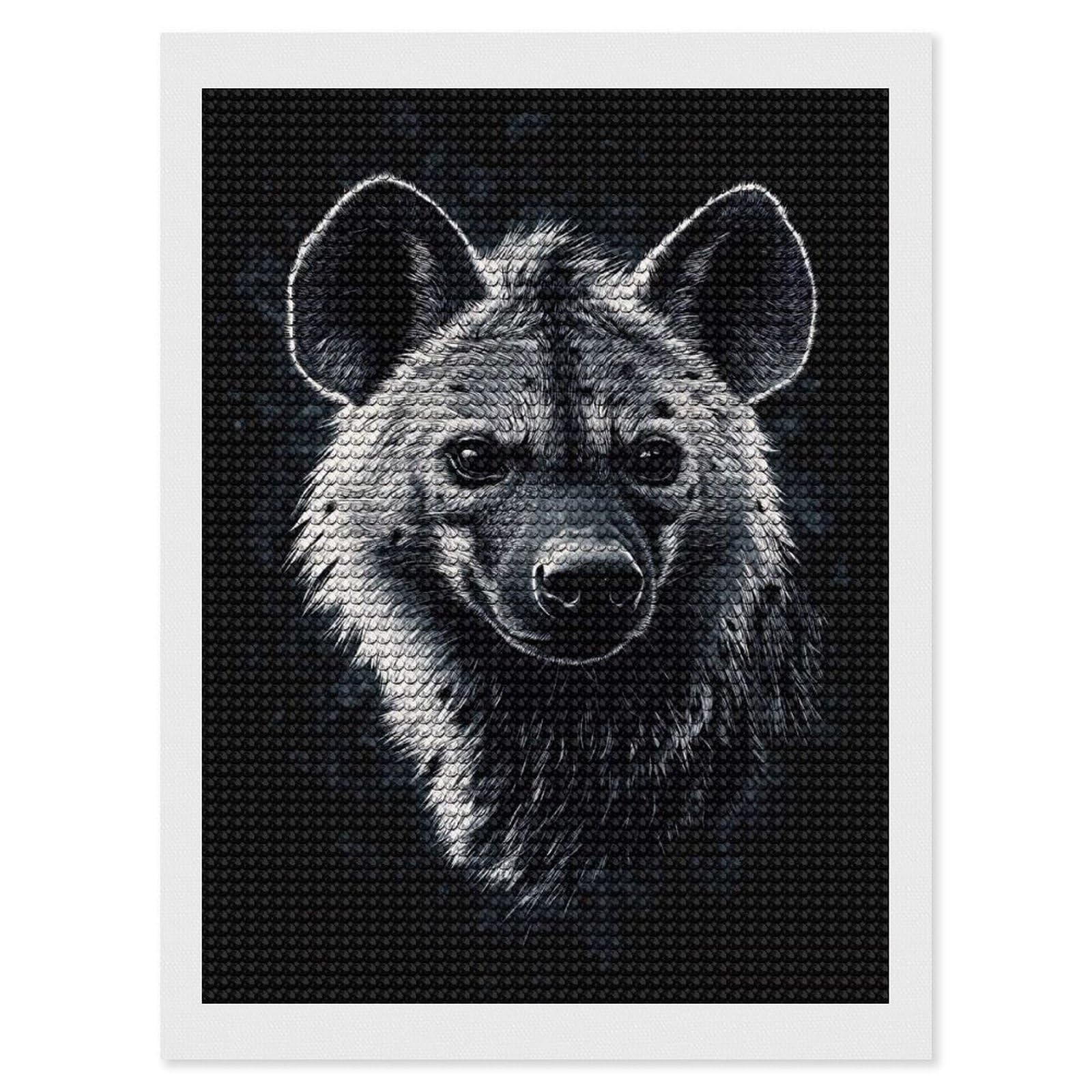 Junmoney Hyena Portrait DIY Diamond Art Canvas Kit 12"x16", Pleasing Wall Art Project, Easy Handmade Project, Living Room Decor